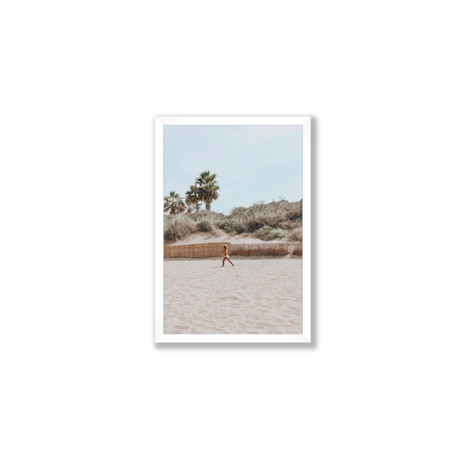 Joyful Sprint Puglia beach coastal fine art print Medium full-bleed fine art print in white frame