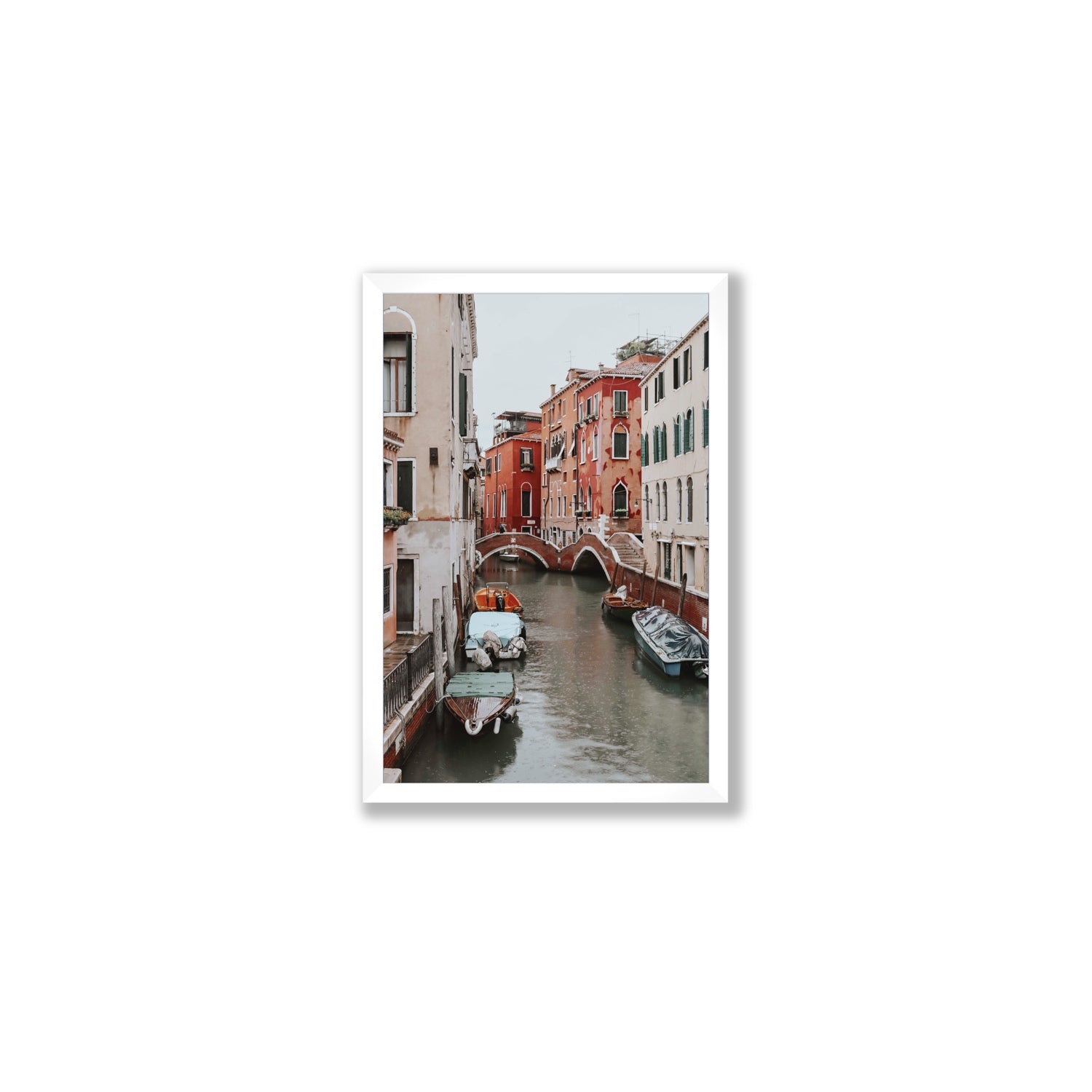 City of Water Venice Italian Mediterranean decor wall art Medium full-bleed fine art print in white frame