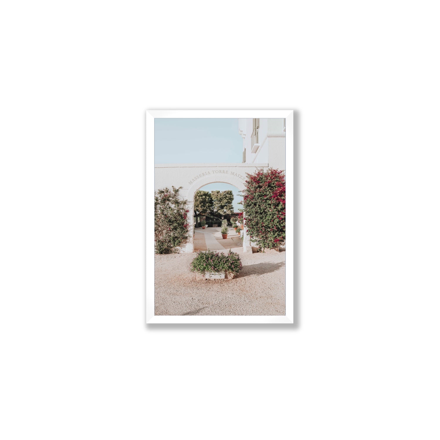 Torre Maizza Puglia Italian wall art Medium full-bleed fine art print in white frame