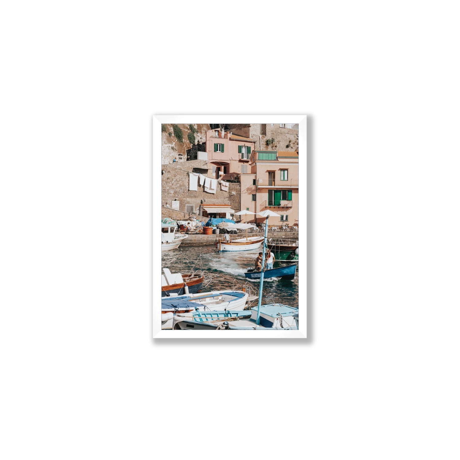 Coastal Carousel fine art print, Sorrento, Italy, Medium, White Frame · Full Bleed, Fine Art Print