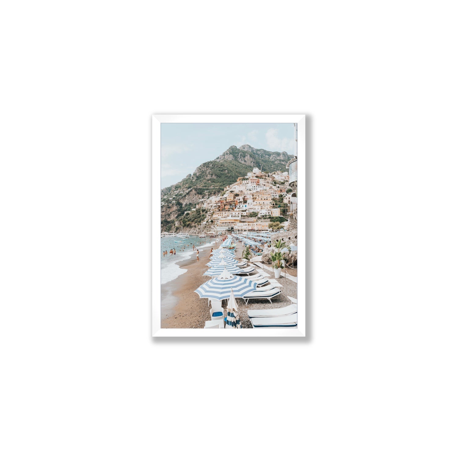 The Cliffside Village fine art print, Positano, Italy, Medium, White Frame · Full Bleed, Fine Art Print