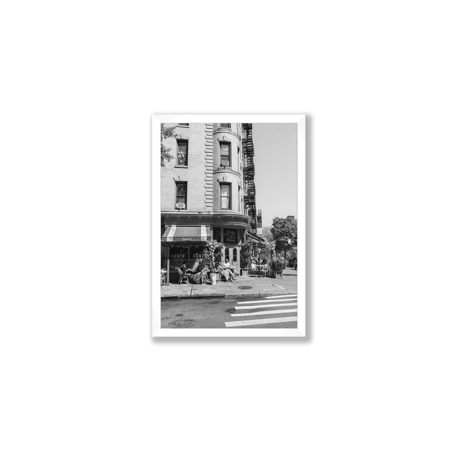 Sunny Soiree New York NYC Black & White wall art Medium full-bleed fine art print in white frame