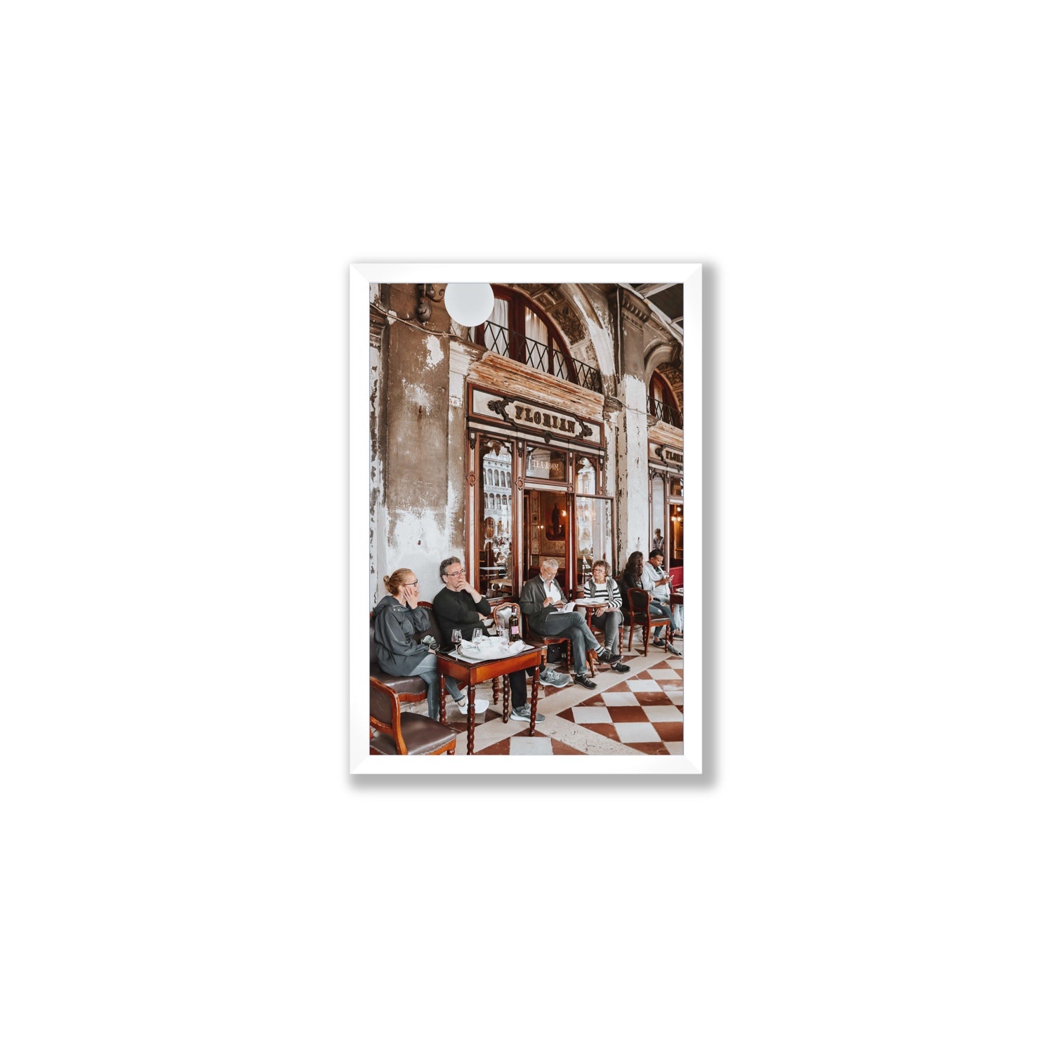 Tea Room Venice Italian wall art Medium full-bleed fine art print in white frame