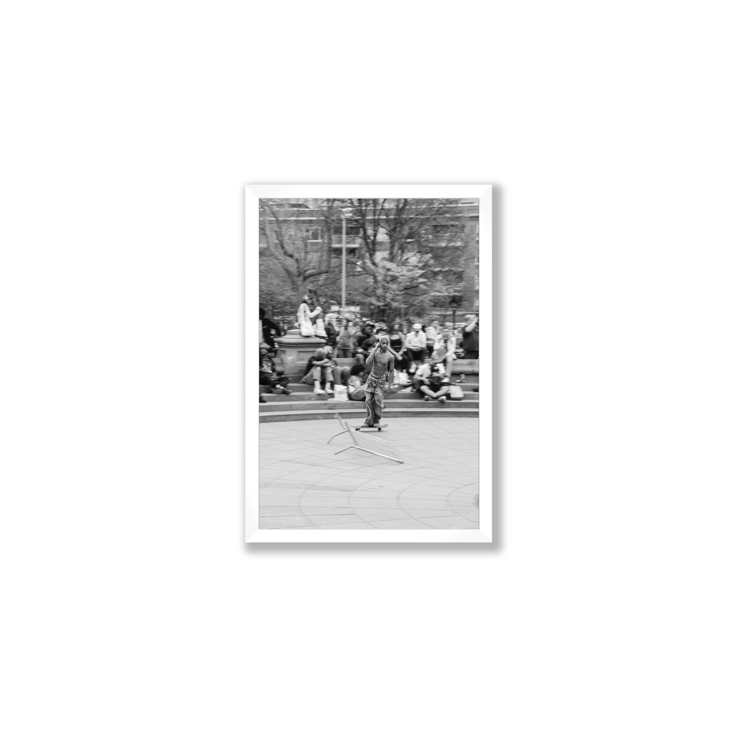 Skate Park Serenade New York NYC Black & White wall art Medium full-bleed fine art print in white frame