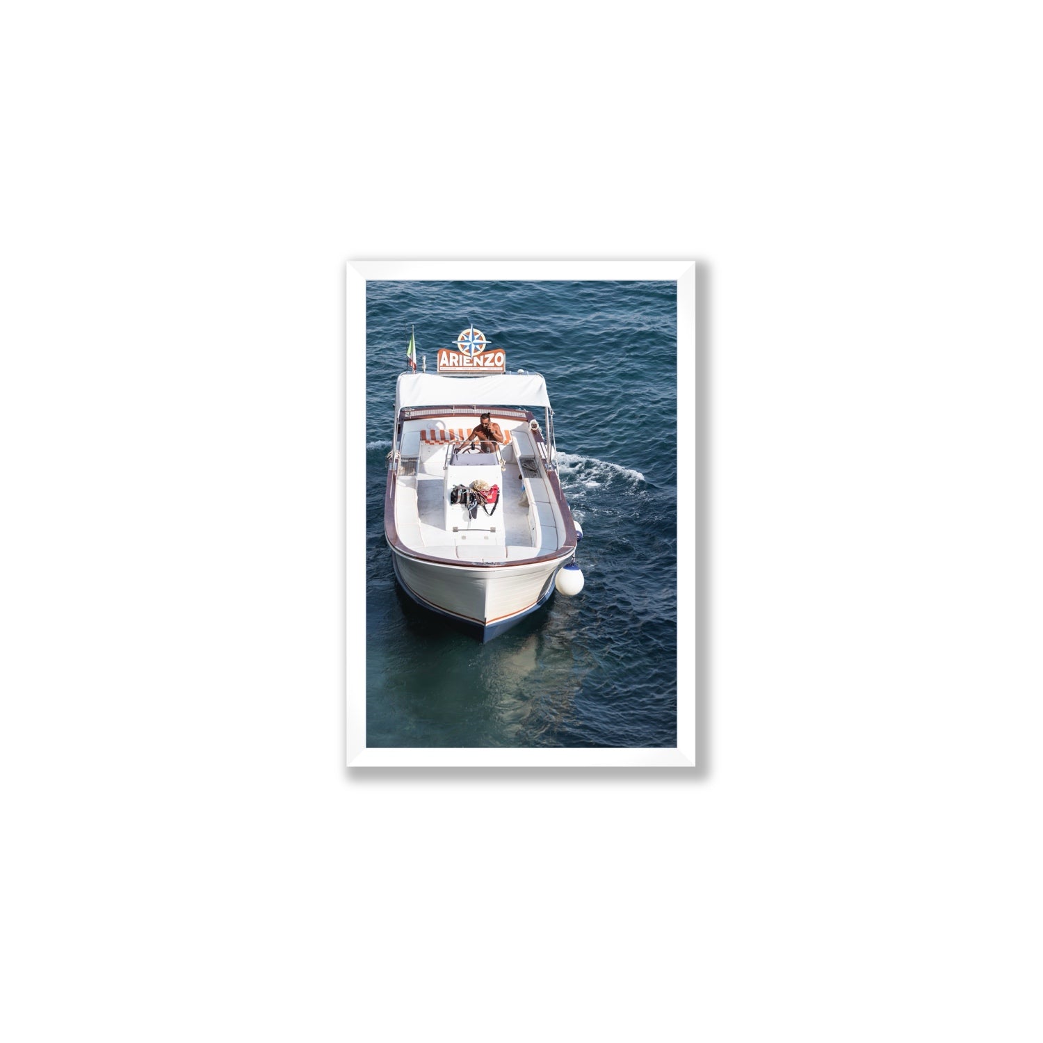 Pilota di Motoscafo fine art print, Positano, Italy, Medium, White Frame · Full Bleed, Fine Art Print