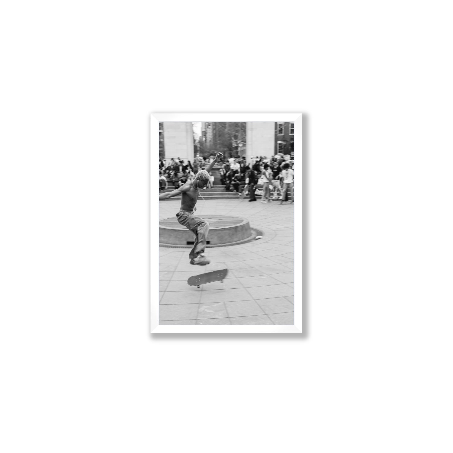 Airborne Rhythms New York NYC Black & White wall art Medium full-bleed fine art print in white frame