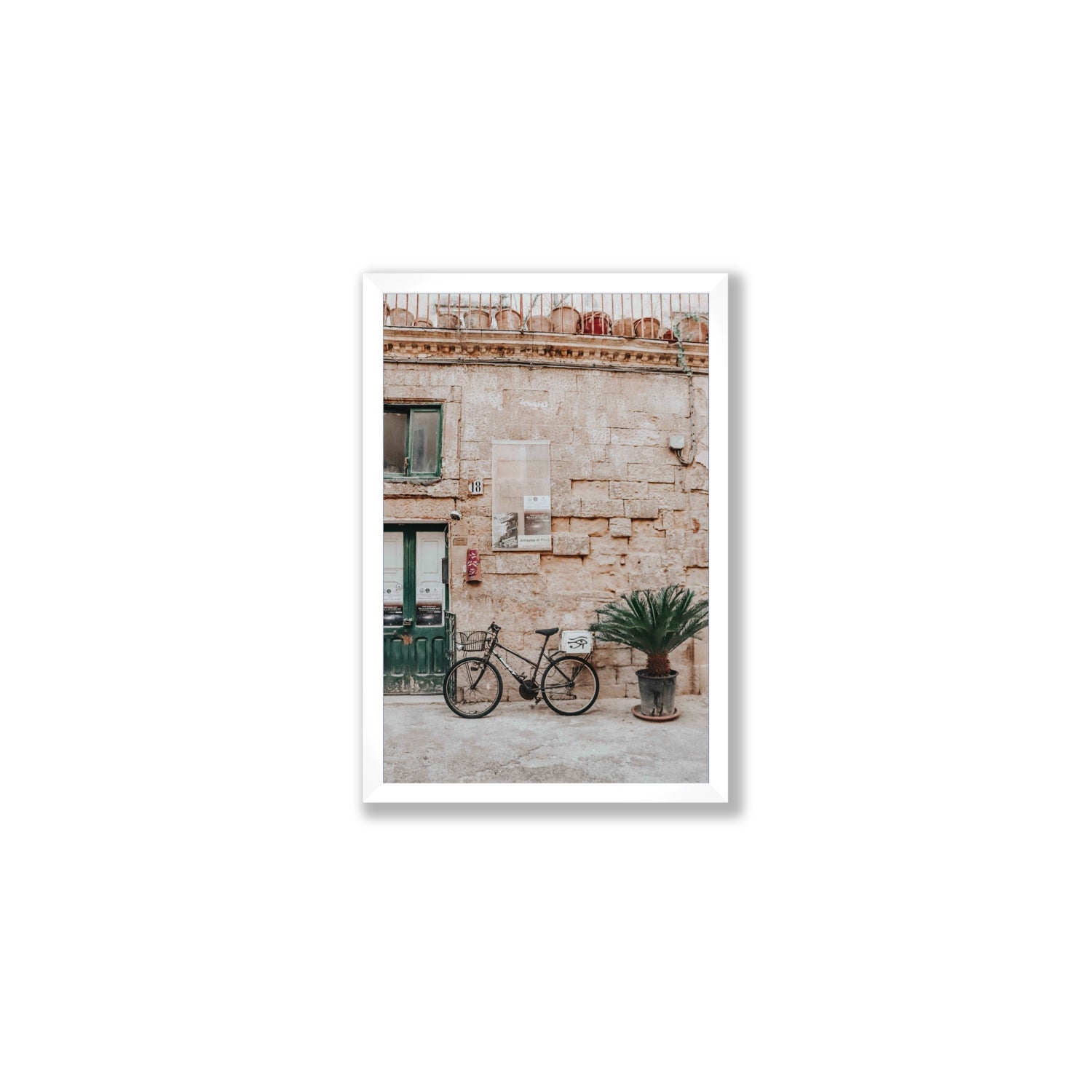 Salento Streets Puglia Lecce Italian wall art Medium full-bleed fine art print in white frame