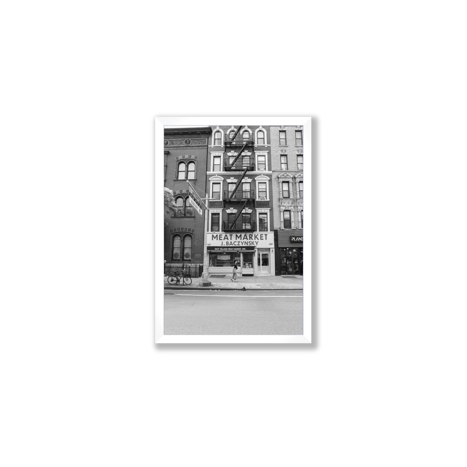 Vertical Village New York NYC Black & White wall art Medium full-bleed fine art print in white frame