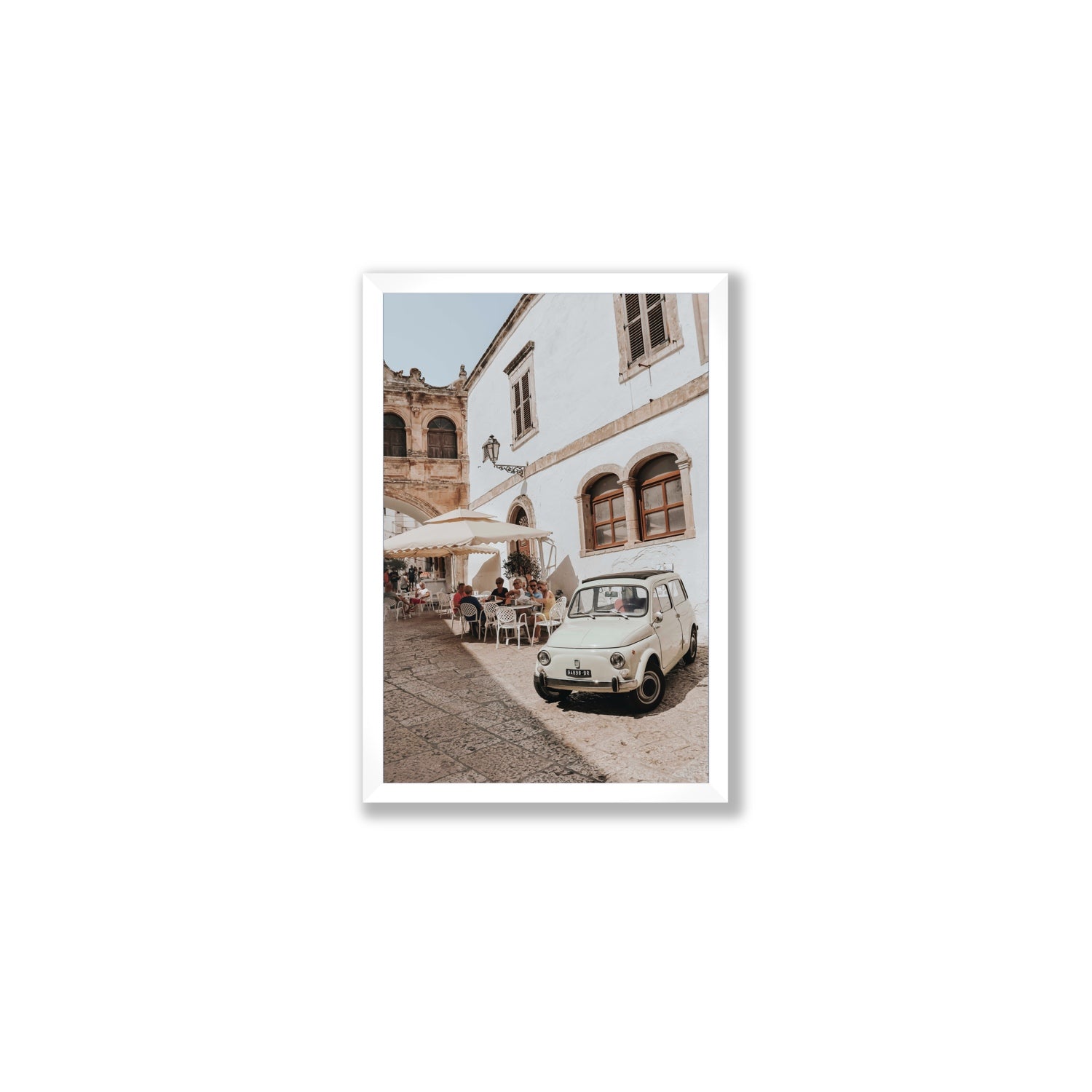Piazza di Ostuni Puglia Italian wall art Medium full-bleed fine art print in white frame