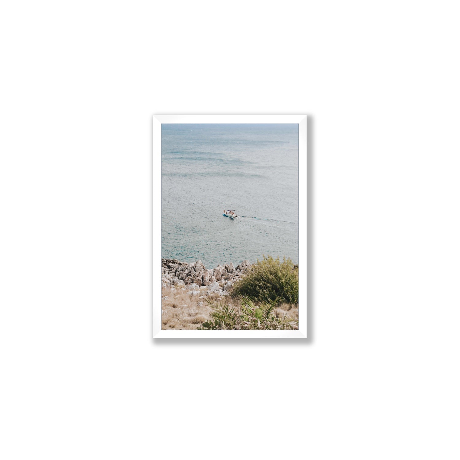 Puglian Departure Puglia coastal Italian wall art Medium full-bleed fine art print in white frame