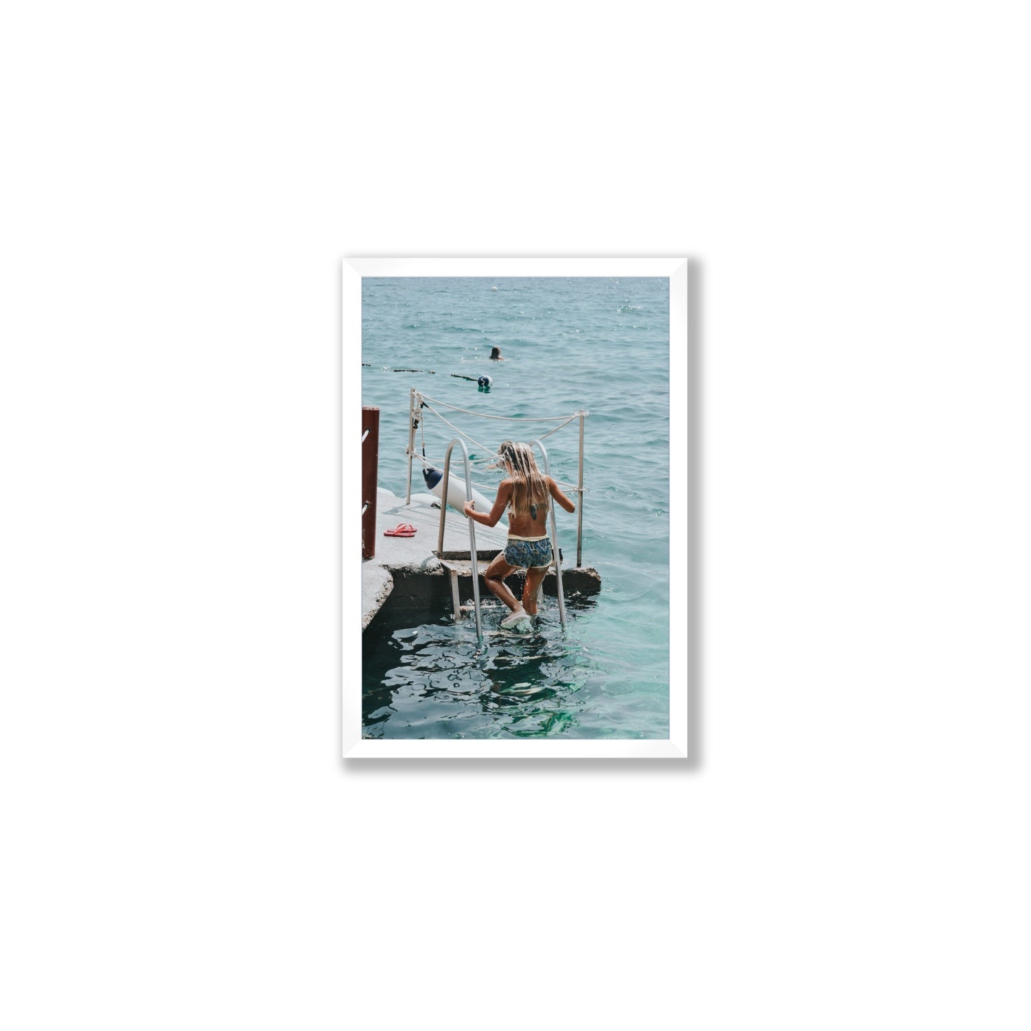 Little Mermaid Capri Mediterranean wall art Medium full-bleed fine art print in white frame