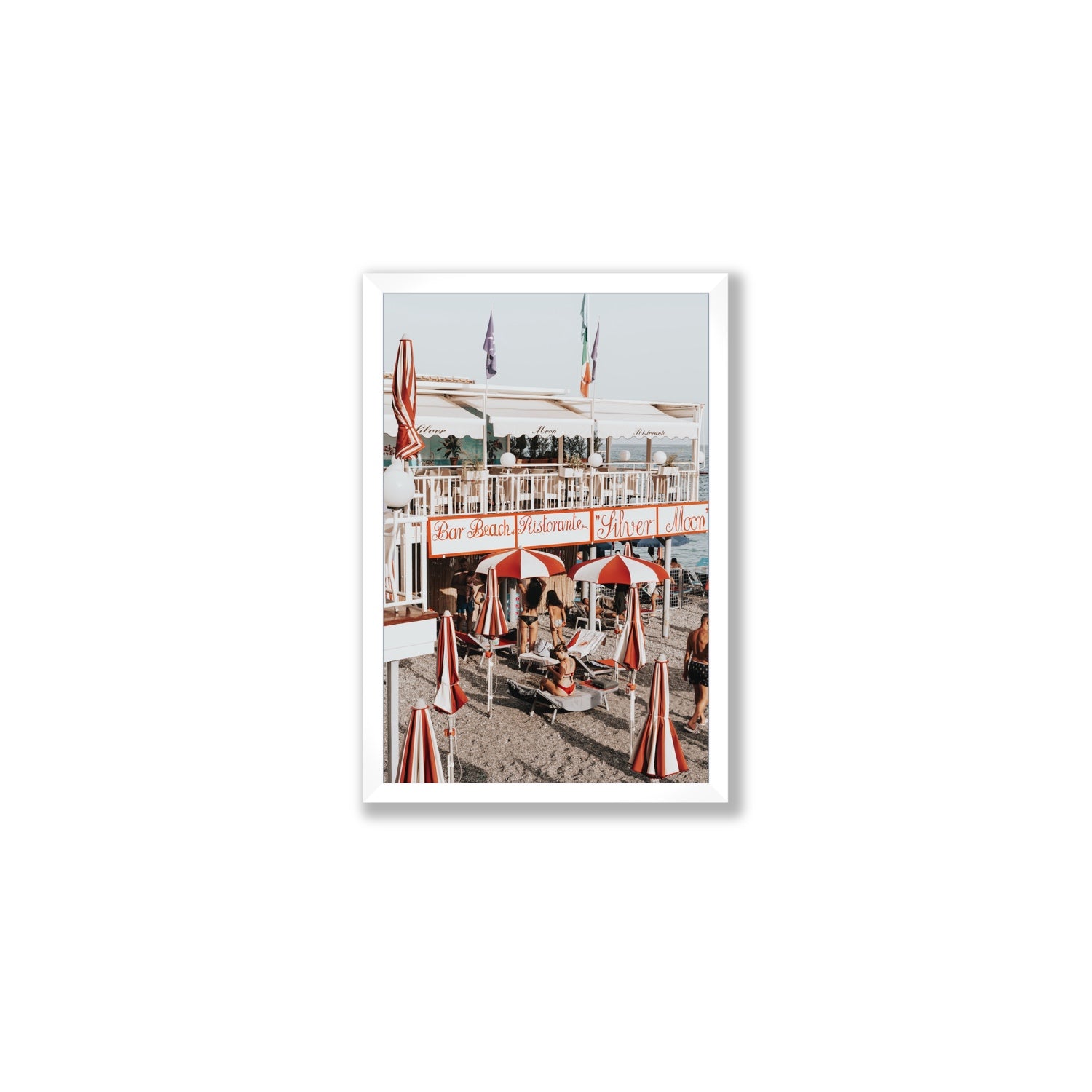Vintage Amalfi Amalfi Mediterranean wall art Medium full-bleed fine art print in white frame
