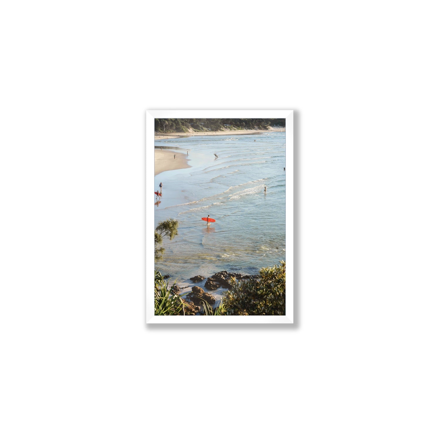 Seclusion Byron Bay Surf coastal wall art Medium full-bleed fine art print in white frame