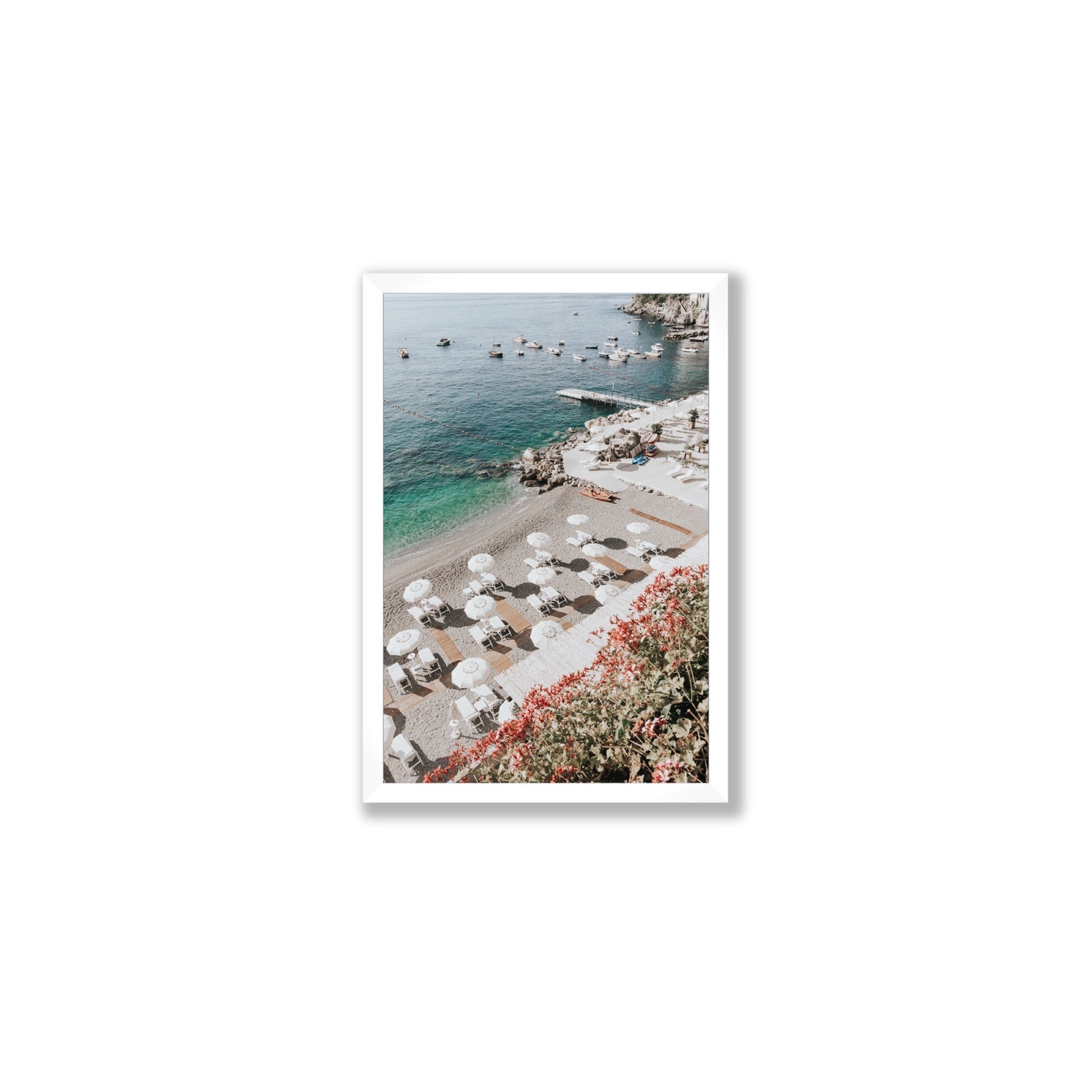 Tranquil Oasis Amalfi coastal wall art Medium full-bleed fine art print in white frame