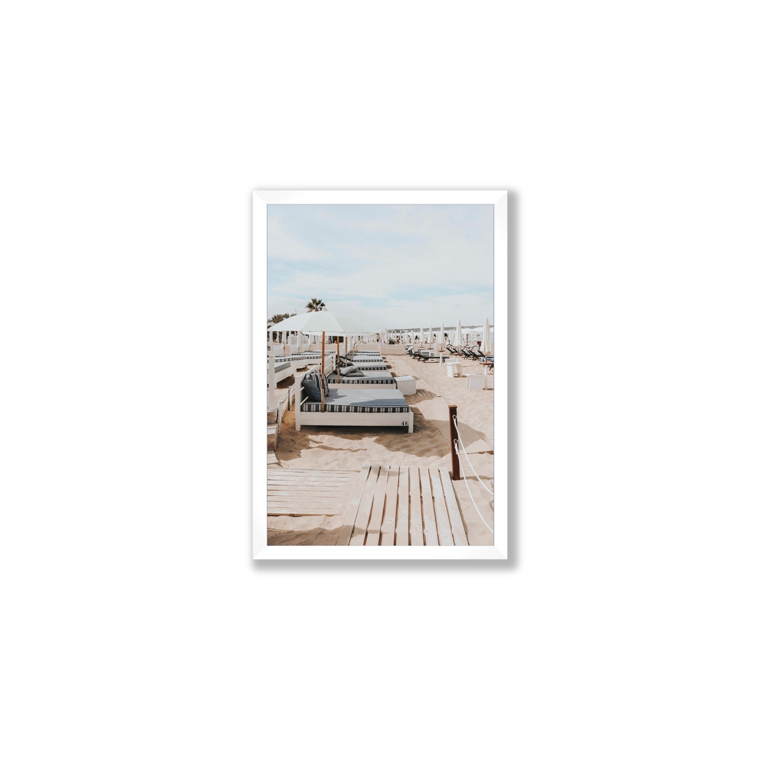 Coastal Repose Puglia beach Mediterranean fine art print Medium full-bleed fine art print in white frame