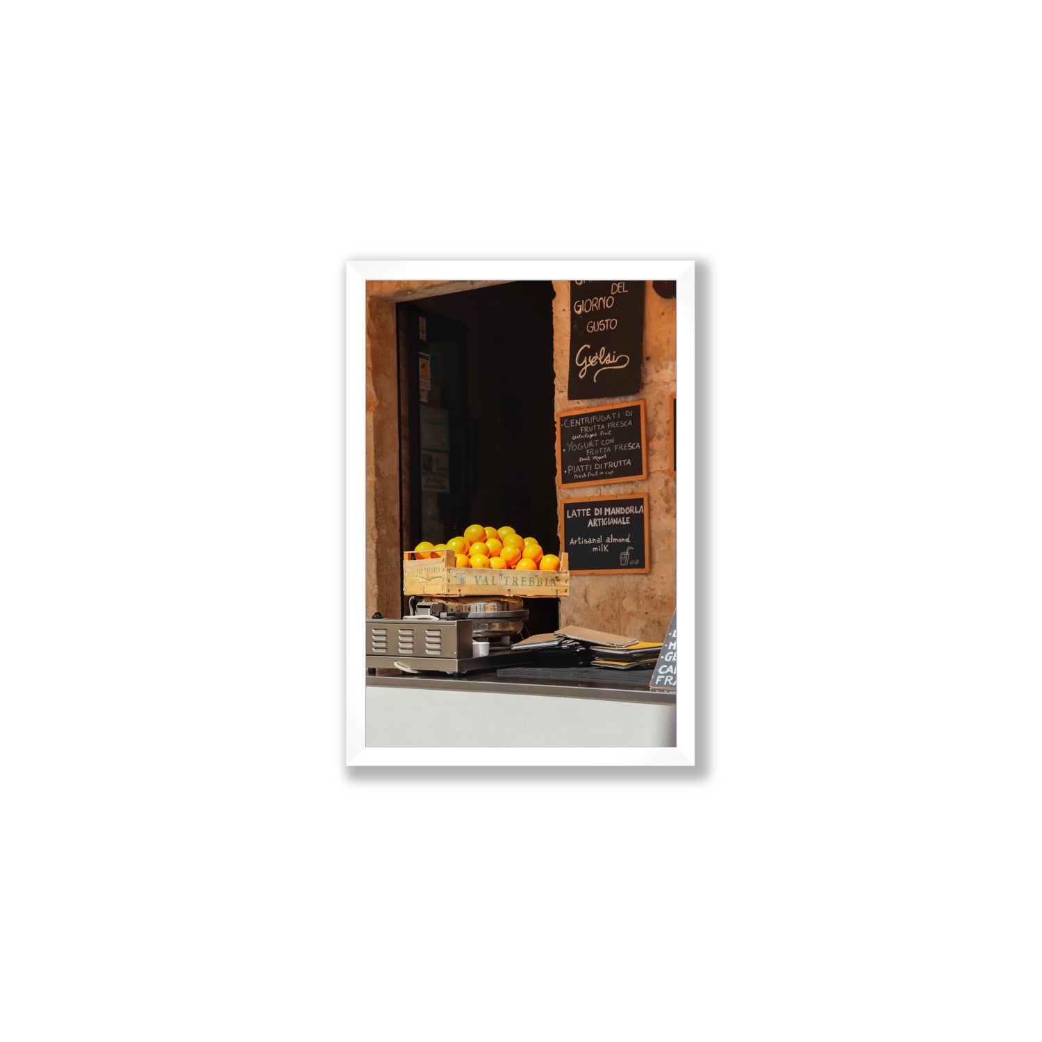 Luminous Citrus Puglia Ostuni Italian wall art Medium full-bleed fine art print in white frame