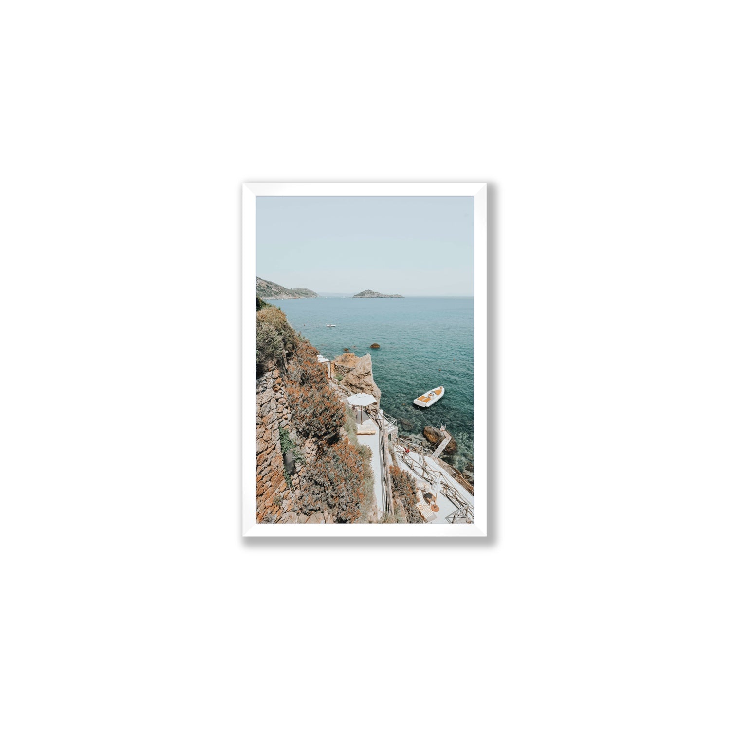 Front Row Seat Tuscany coastal wall art Medium full-bleed fine art print in white frame