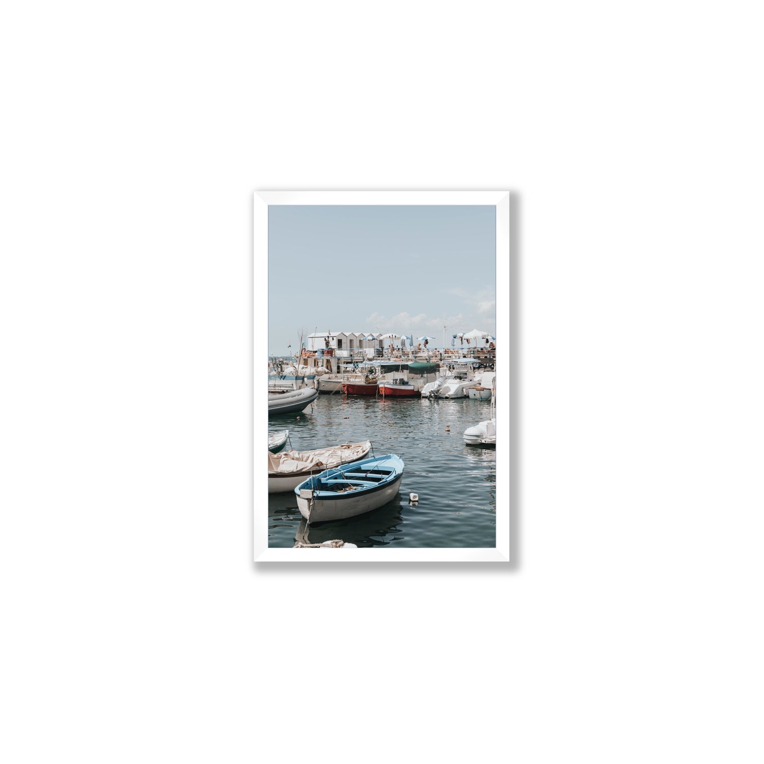 Harbour Hues Sorrento coastal Carousel wall art Medium full-bleed fine art print in white frame