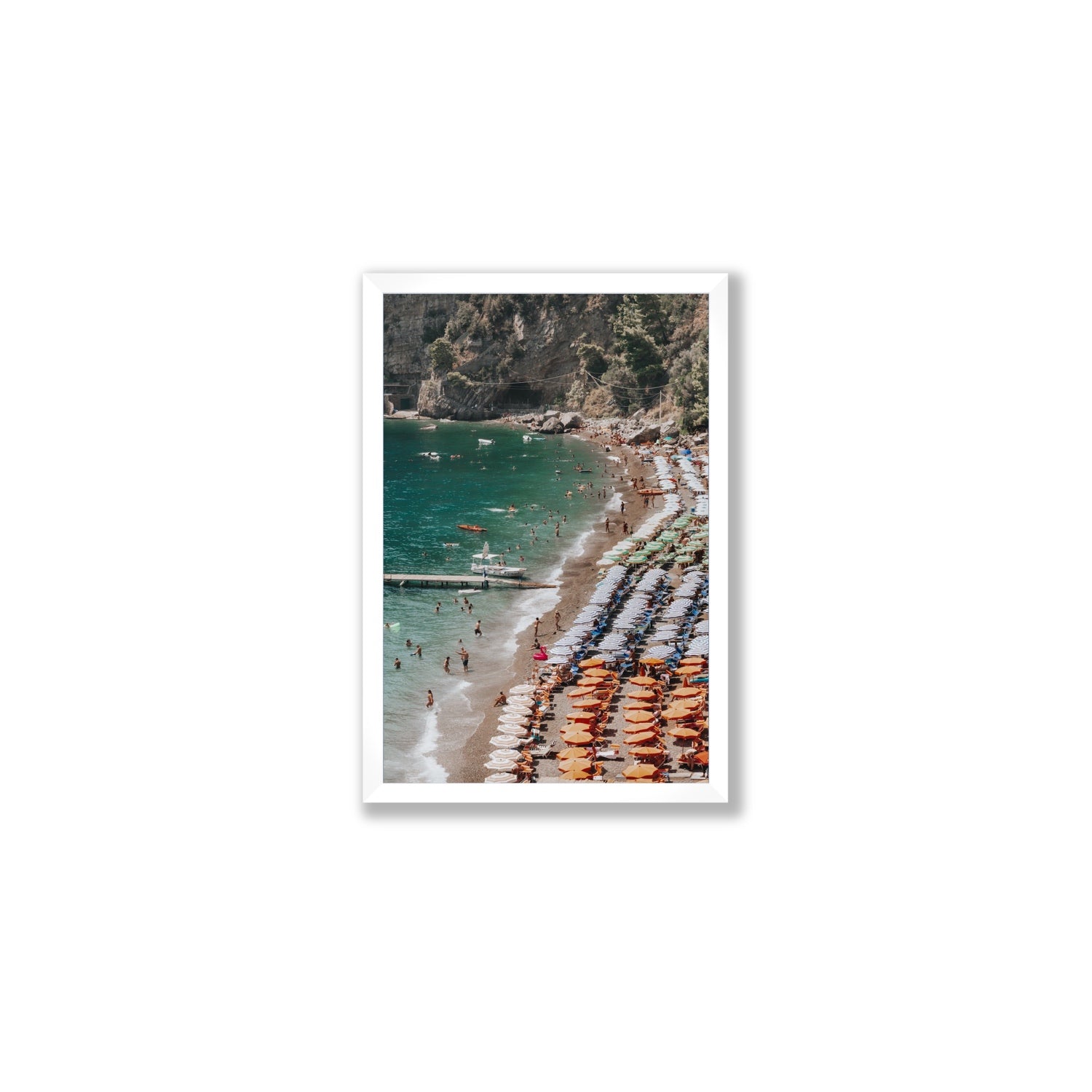 Ocean's Playground Positano decor wall art Medium full-bleed fine art print in white frame