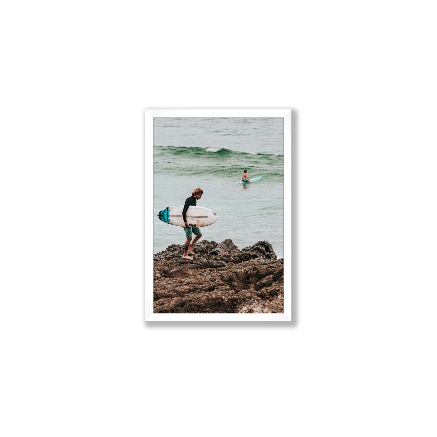 Not All Who Wander Are Lost Byron Bay Surf wall art Medium full-bleed fine art print in white frame