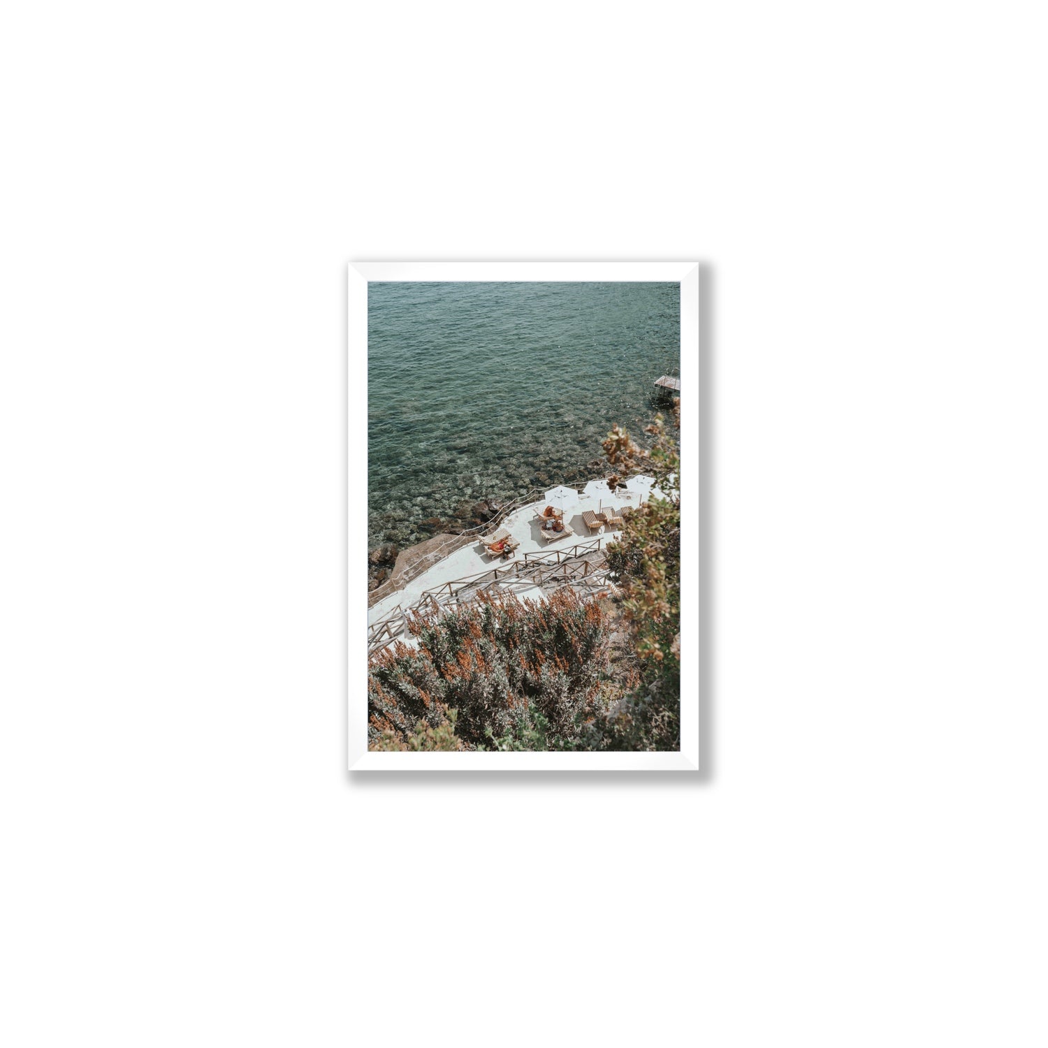 Hidden Gem Tuscany coastal wall art Medium full-bleed fine art print in white frame