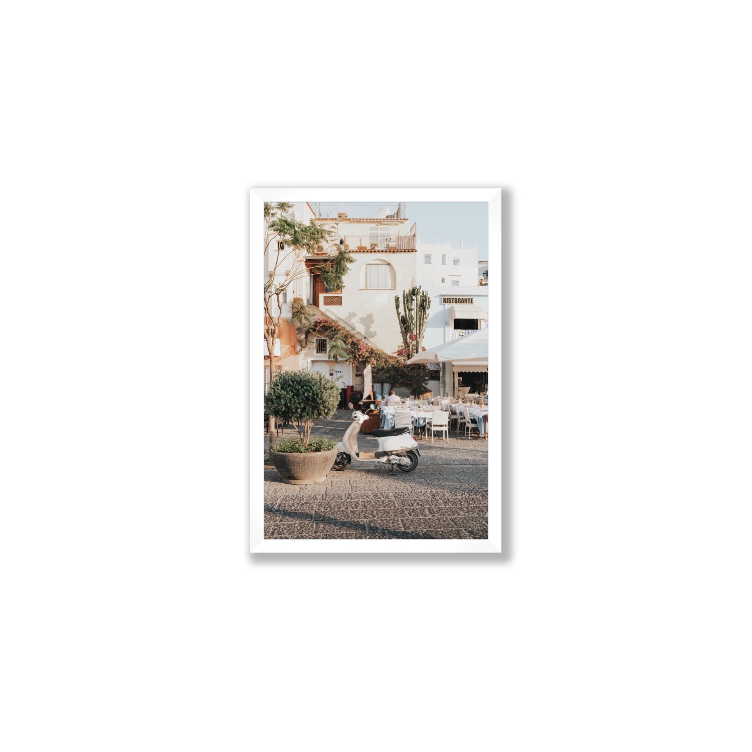 Ristorante Ischia Italian Mediterranean decor wall art Medium full-bleed fine art print in white frame
