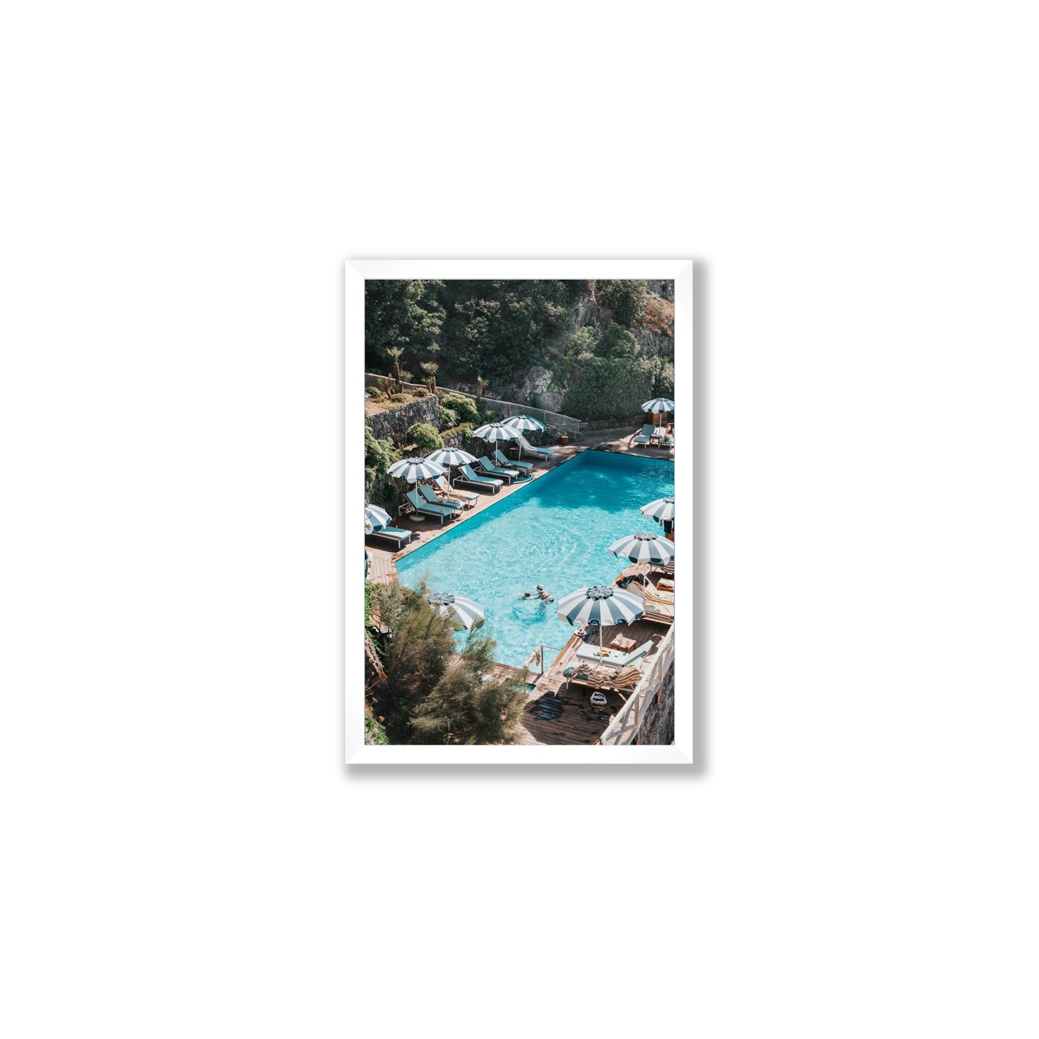Poolside Paradise fine art print, Ischia, Italy, Medium, White Frame · Full Bleed, Fine Art Print