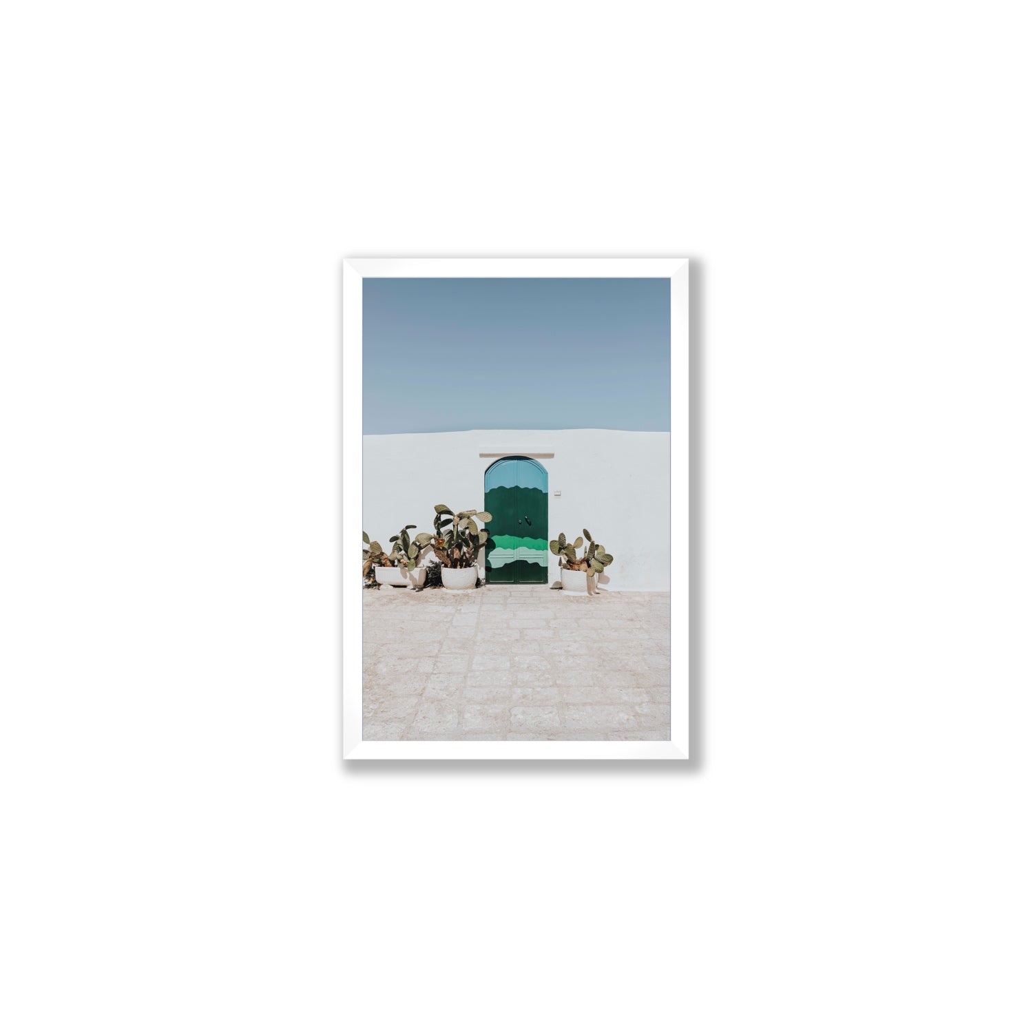 Imaginary Exit Puglia Mediterranean wall art Medium full-bleed fine art print in white frame