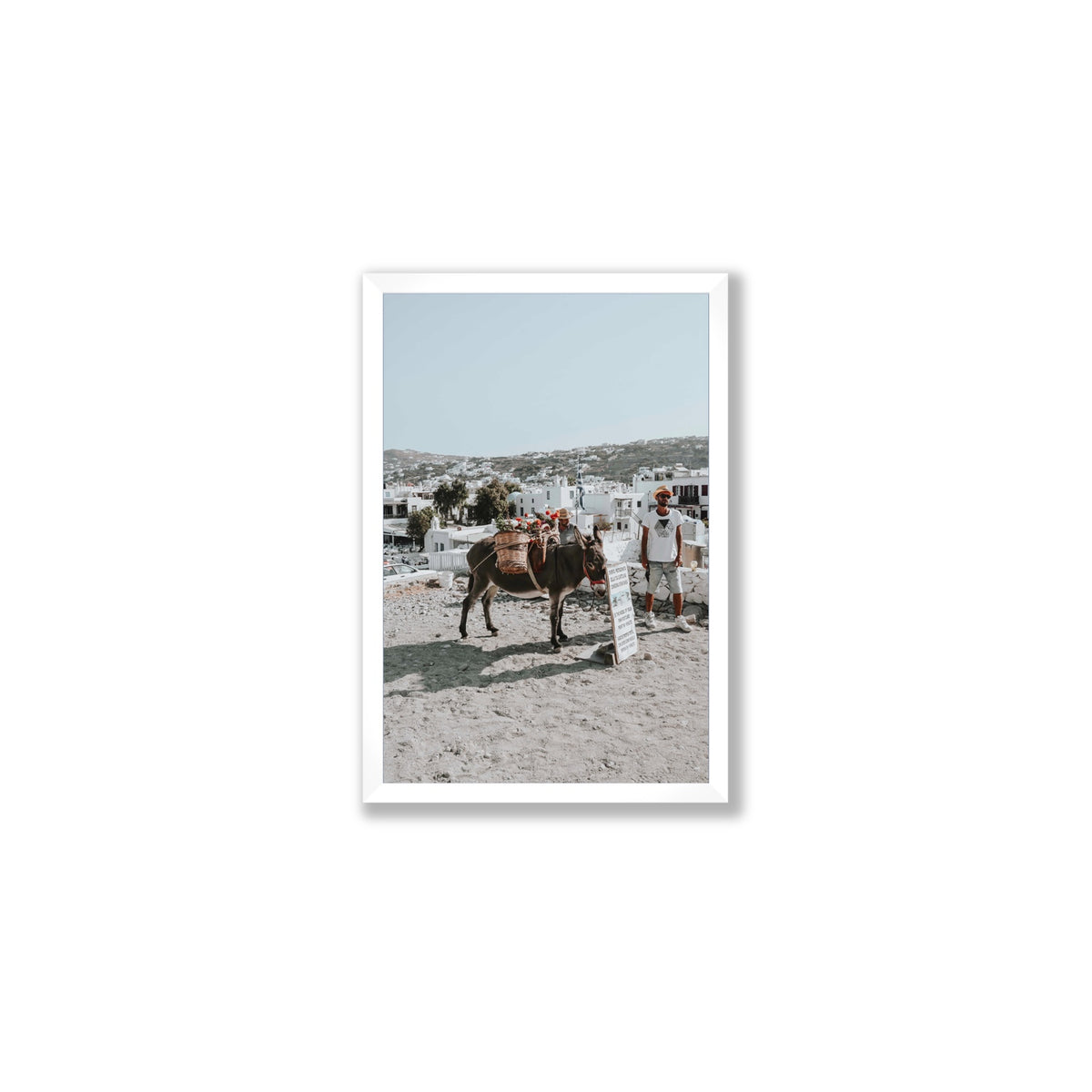 Let The Journey Begin Mykonos Greek island wall art Medium full-bleed fine art print in white frame