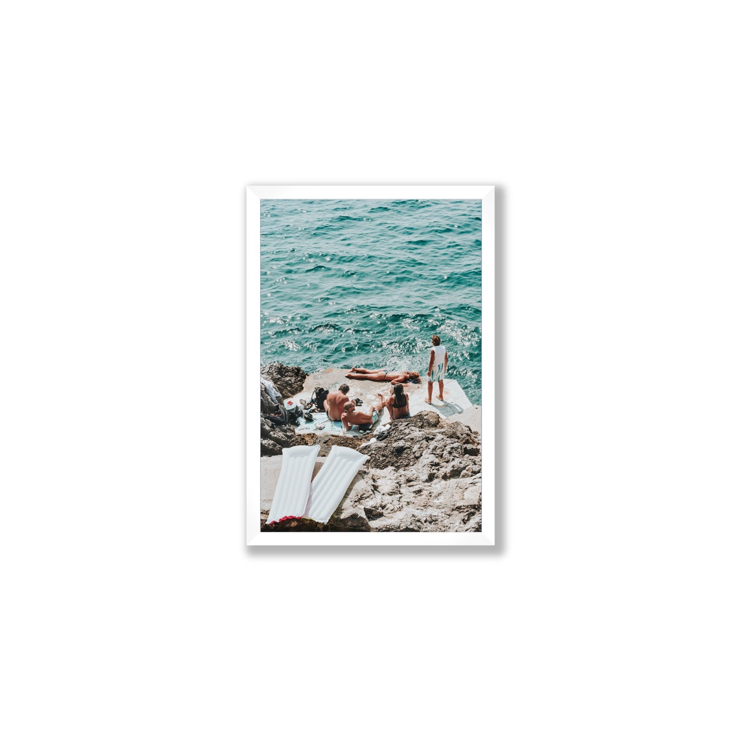 Gli Amici Praiano Amalfi Coast coastal wall art Medium full-bleed fine art print in white frame
