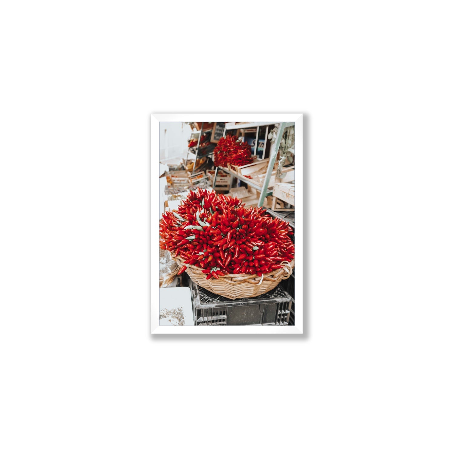 Spicy Bunch Puglia Italian wall art Medium full-bleed fine art print in white frame