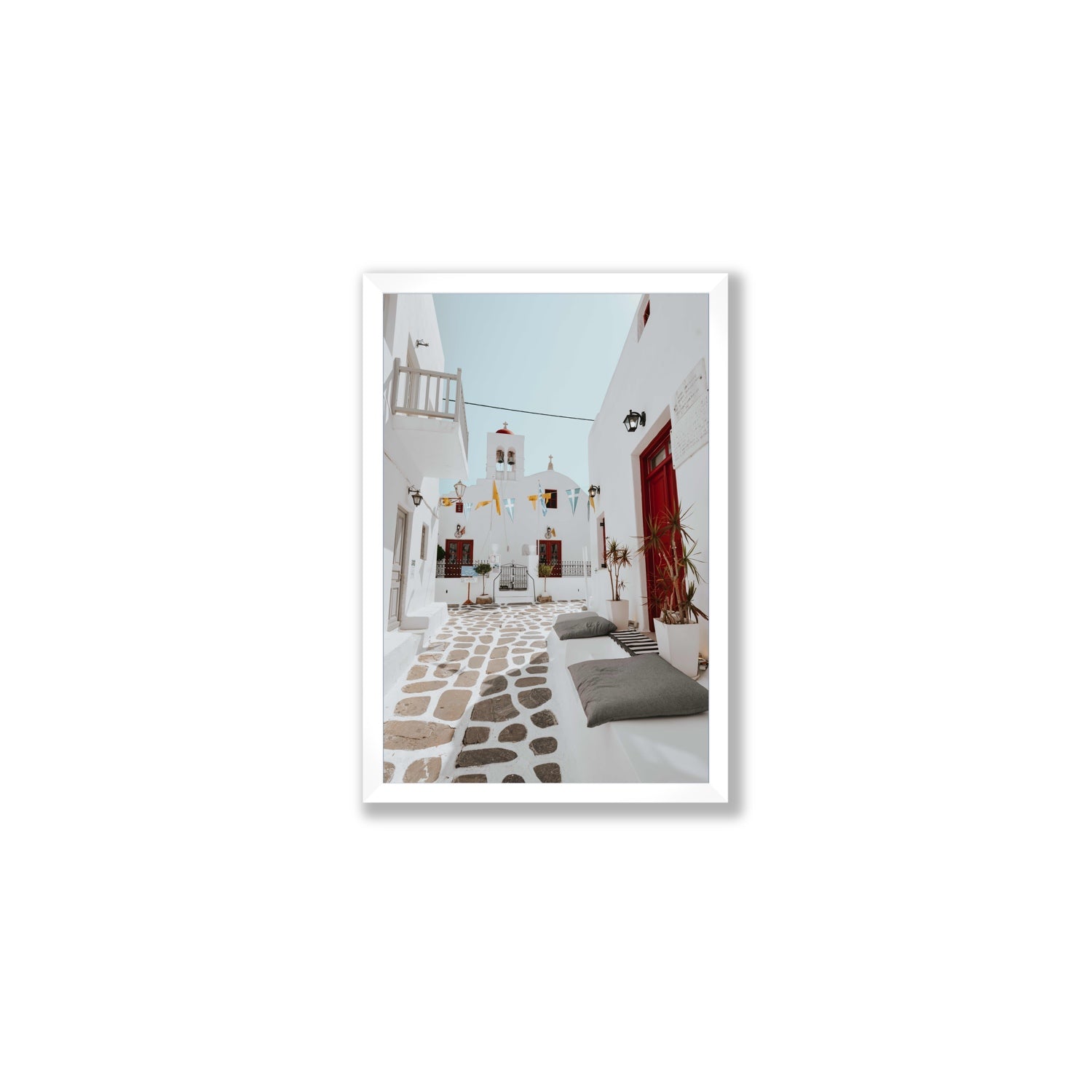 Cycladic Charm fine art print, Mykonos, Greece, Medium, White Frame · Full Bleed, Fine Art Print
