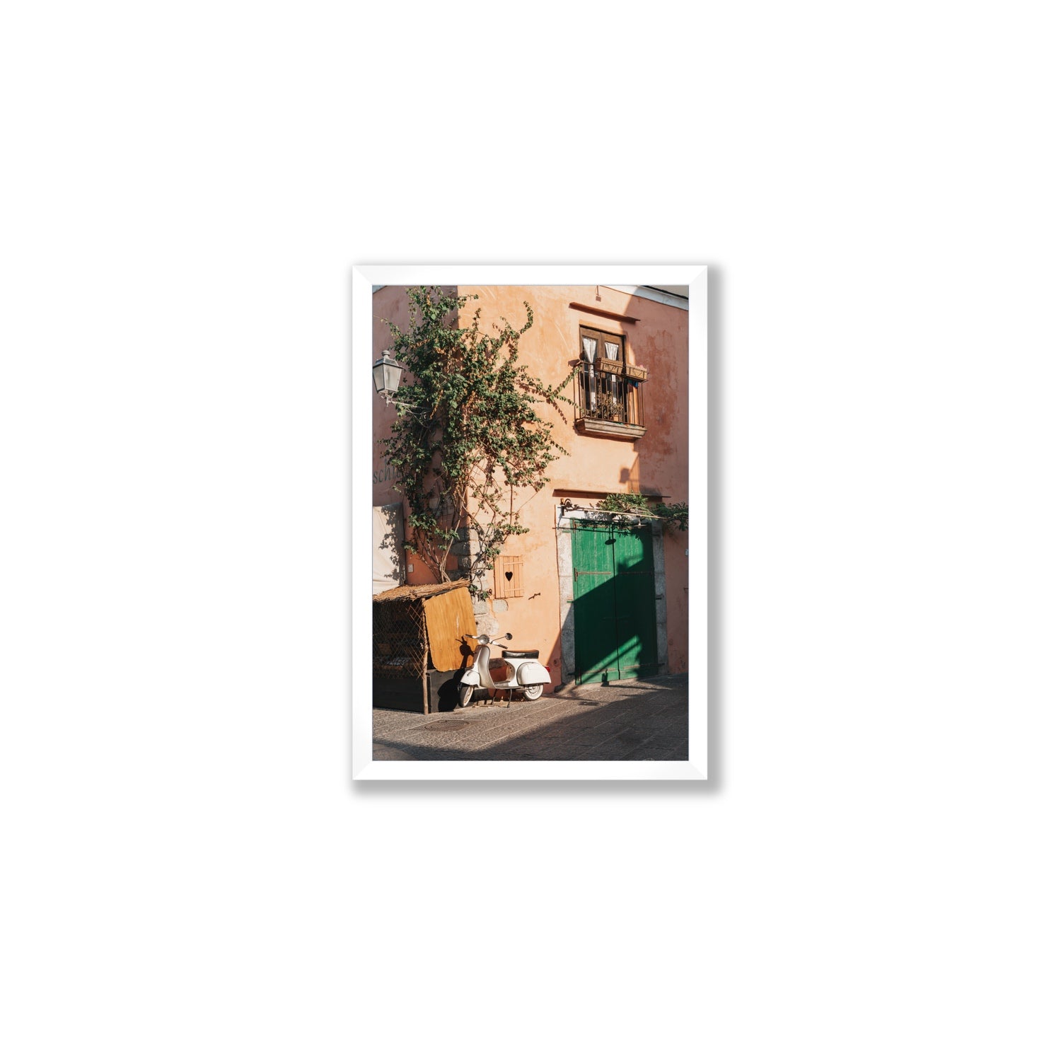 La Casa Ischia Italian Mediterranean decor wall art Medium full-bleed fine art print in white frame