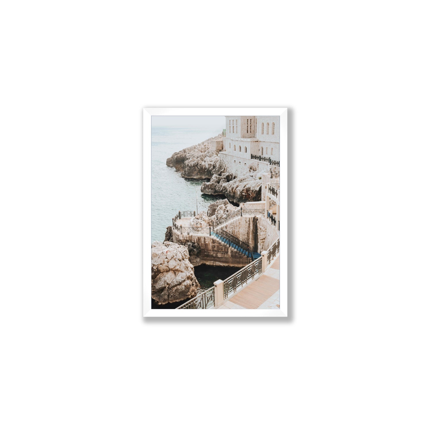Wellness Centre Puglia coastal wall art Medium full-bleed fine art print in white frame