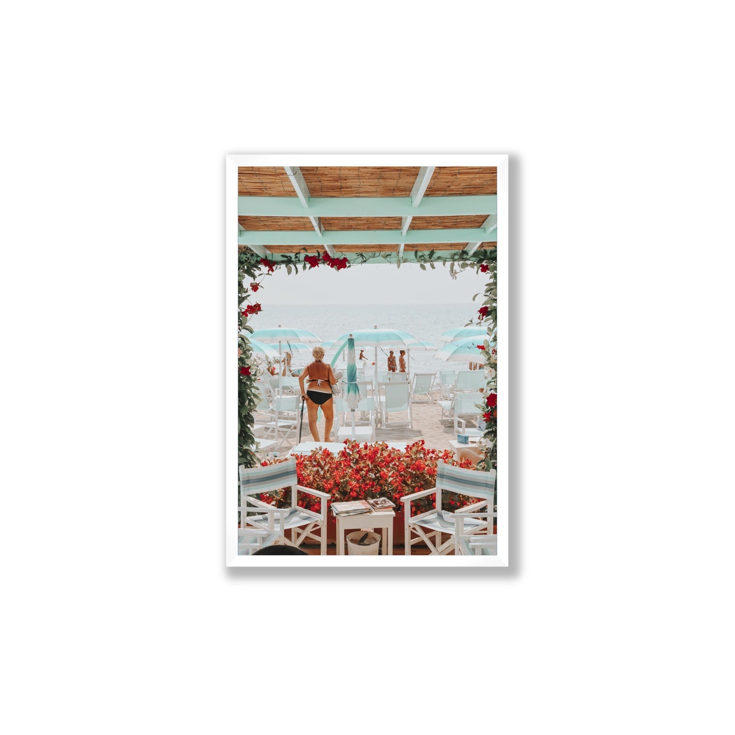 Nonna's Italian Escape Alassio Italian wall art Large full-bleed fine art print in white frame
