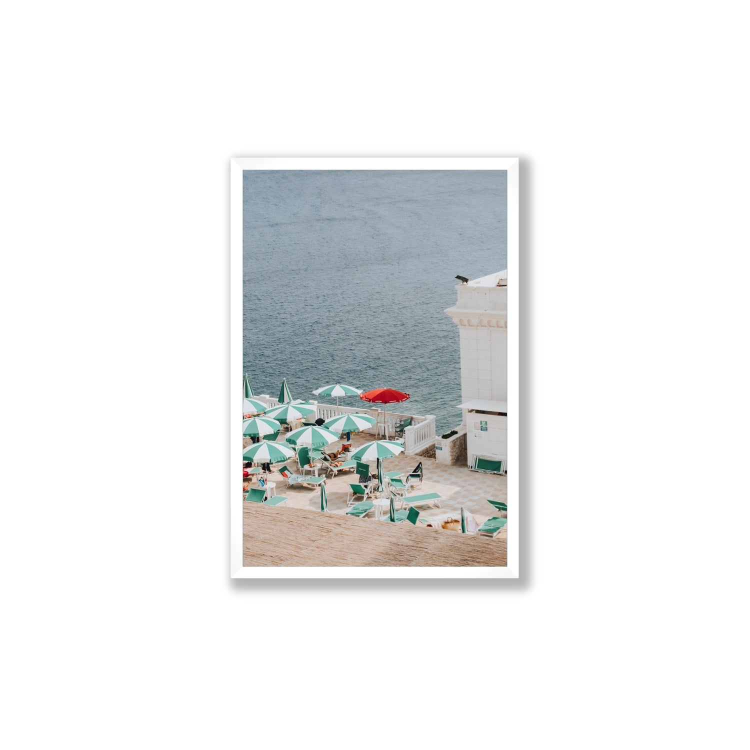 Lido Italiano Puglia beach Italian wall art Large full-bleed fine art print in white frame