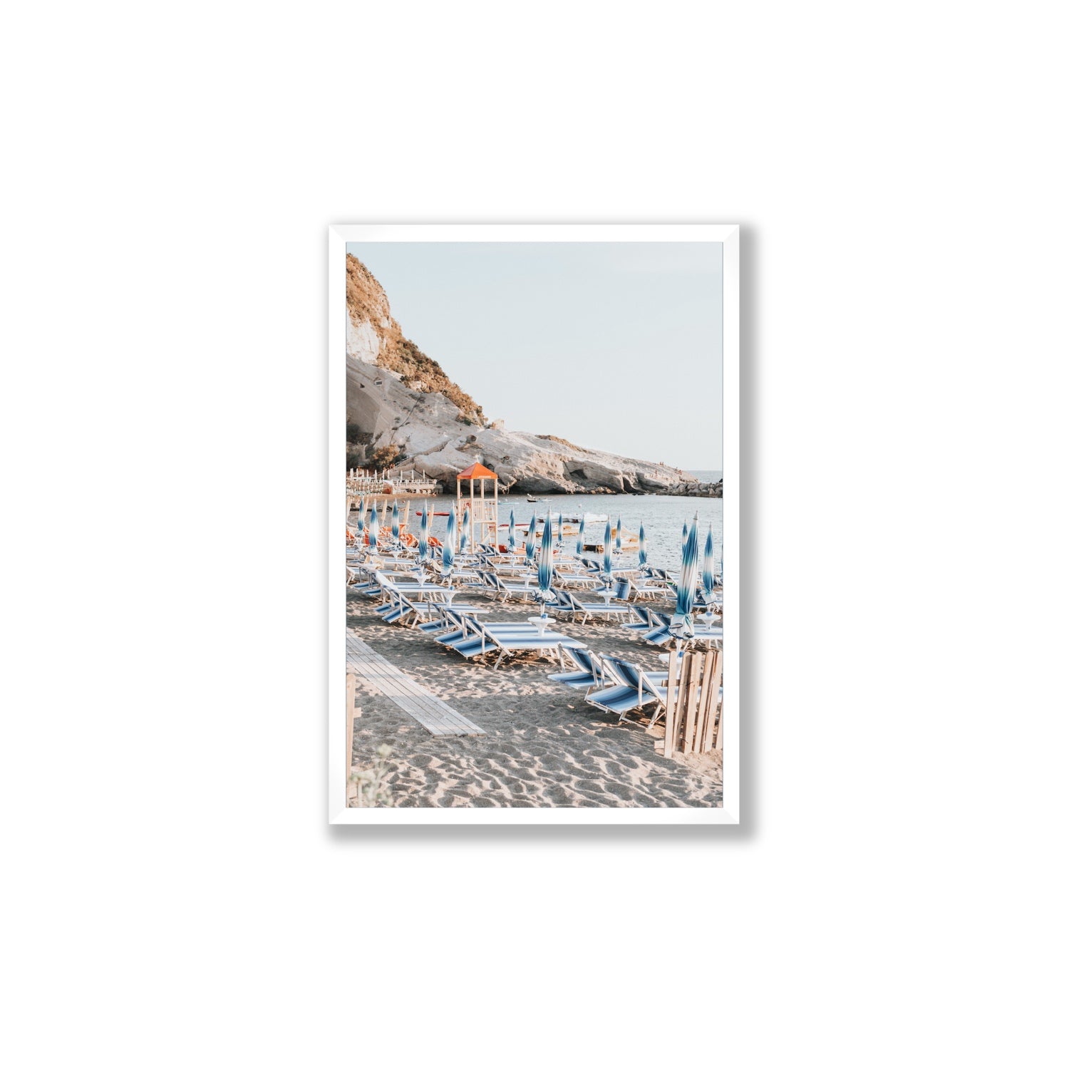 The Golden Hour Ischia Italian coastal wall art Large full-bleed fine art print in white frame