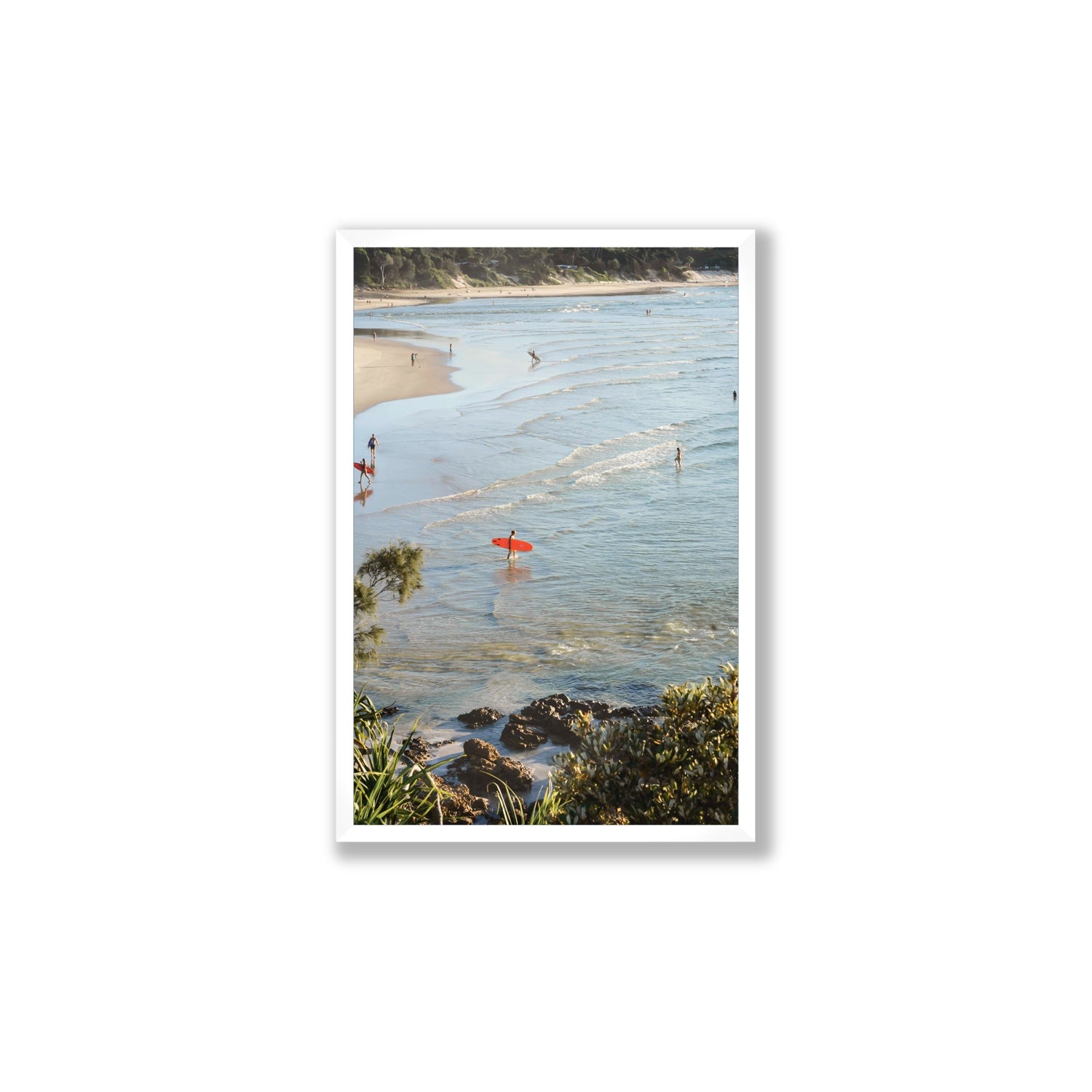 Seclusion Byron Bay Surf coastal wall art Large full-bleed fine art print in white frame