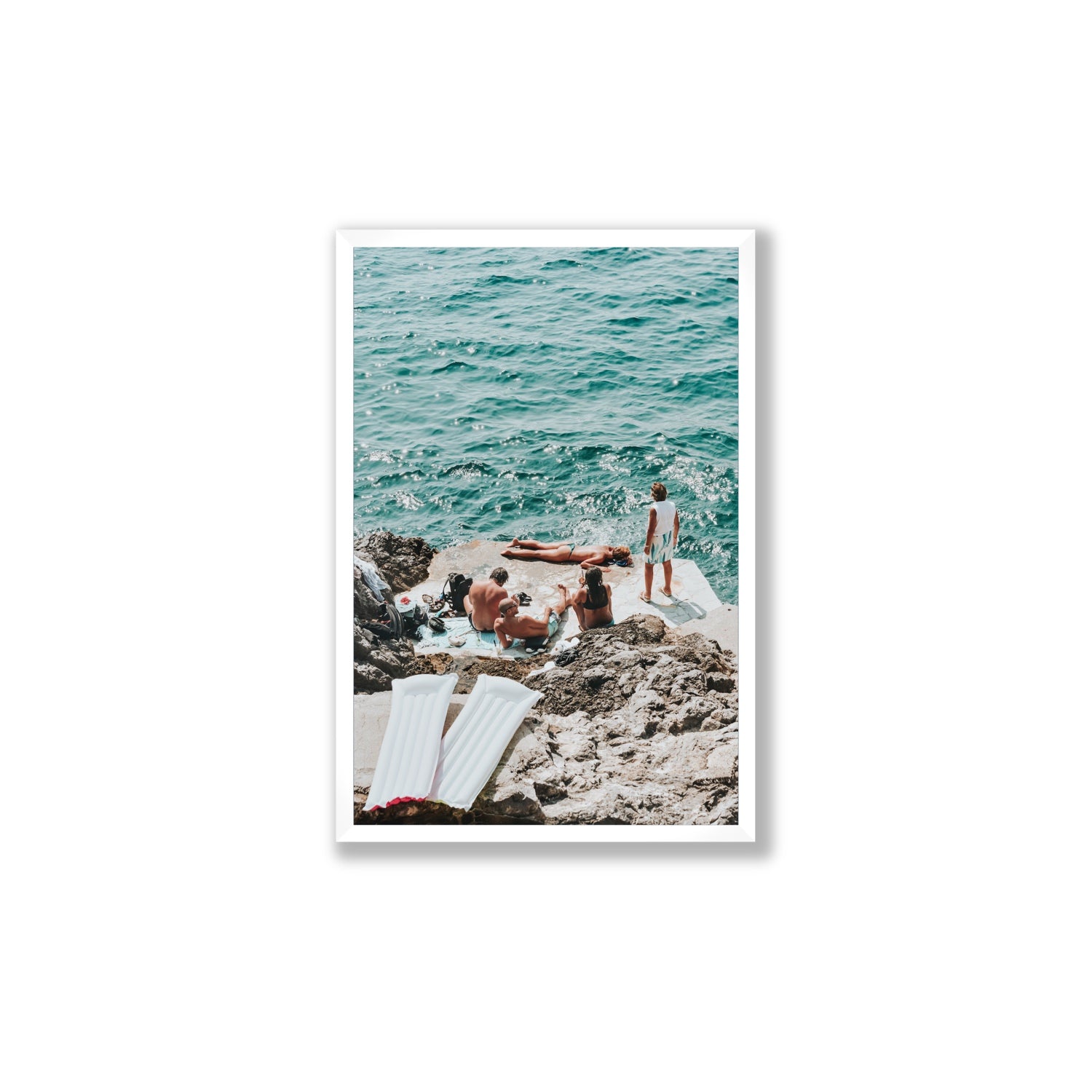 Gli Amici Praiano Amalfi Coast coastal wall art Large full-bleed fine art print in white frame