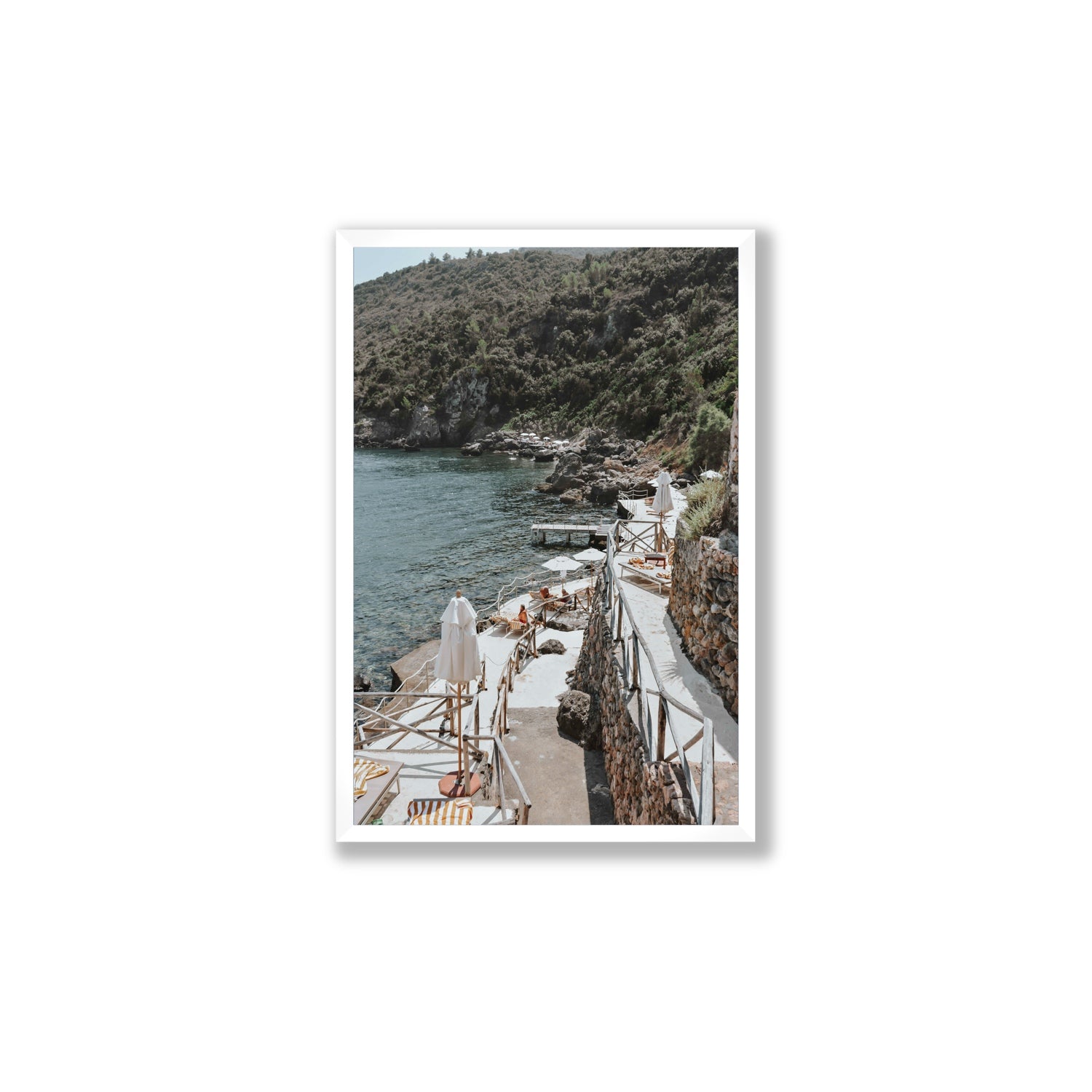 L'Estate Tuscany coastal Italian wall art Large full-bleed fine art print in white frame
