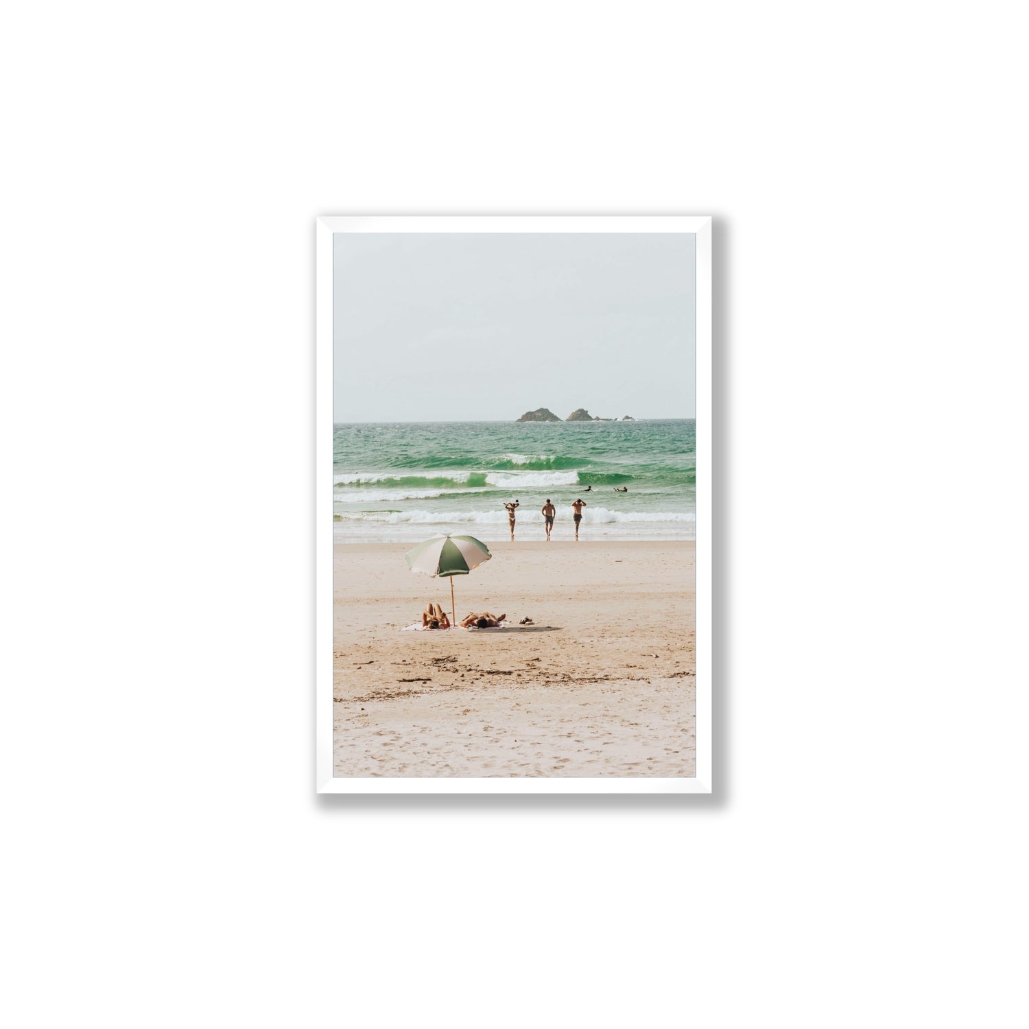 Escape The Ordinary Byron Bay coastal decor wall art Large full-bleed fine art print in white frame