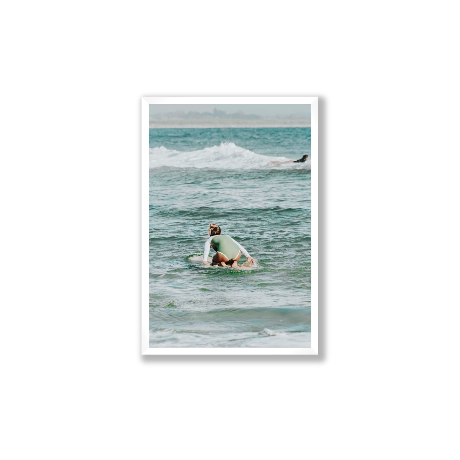 Quincy Byron Bay Surf coastal wall art Large full-bleed fine art print in white frame