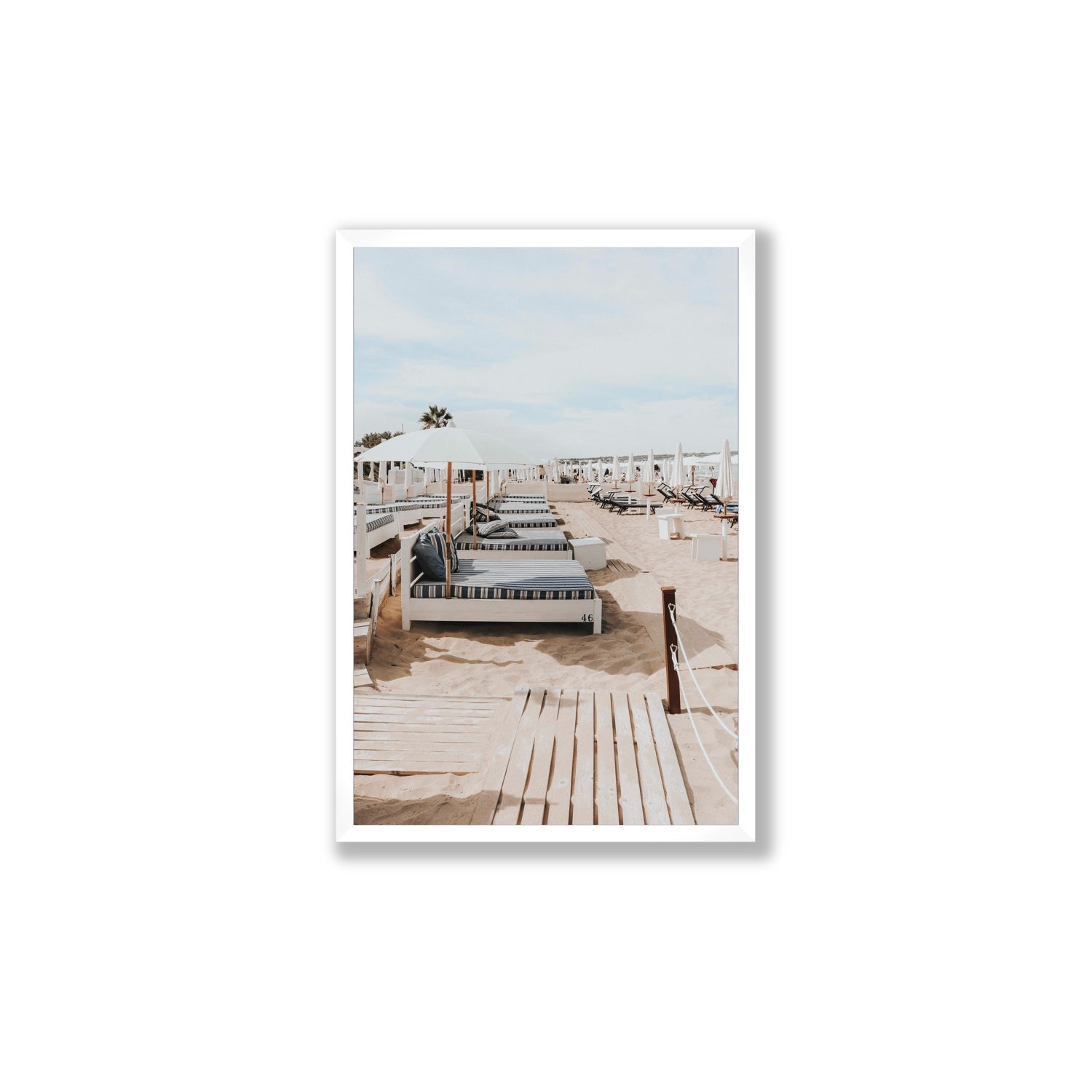 Coastal Repose Puglia beach Mediterranean fine art print Large full-bleed fine art print in white frame