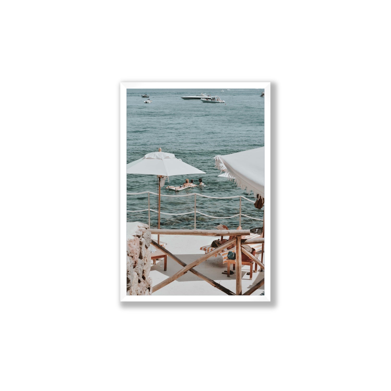 Hideaway Tuscany coastal Mediterranean wall art Large full-bleed fine art print in white frame