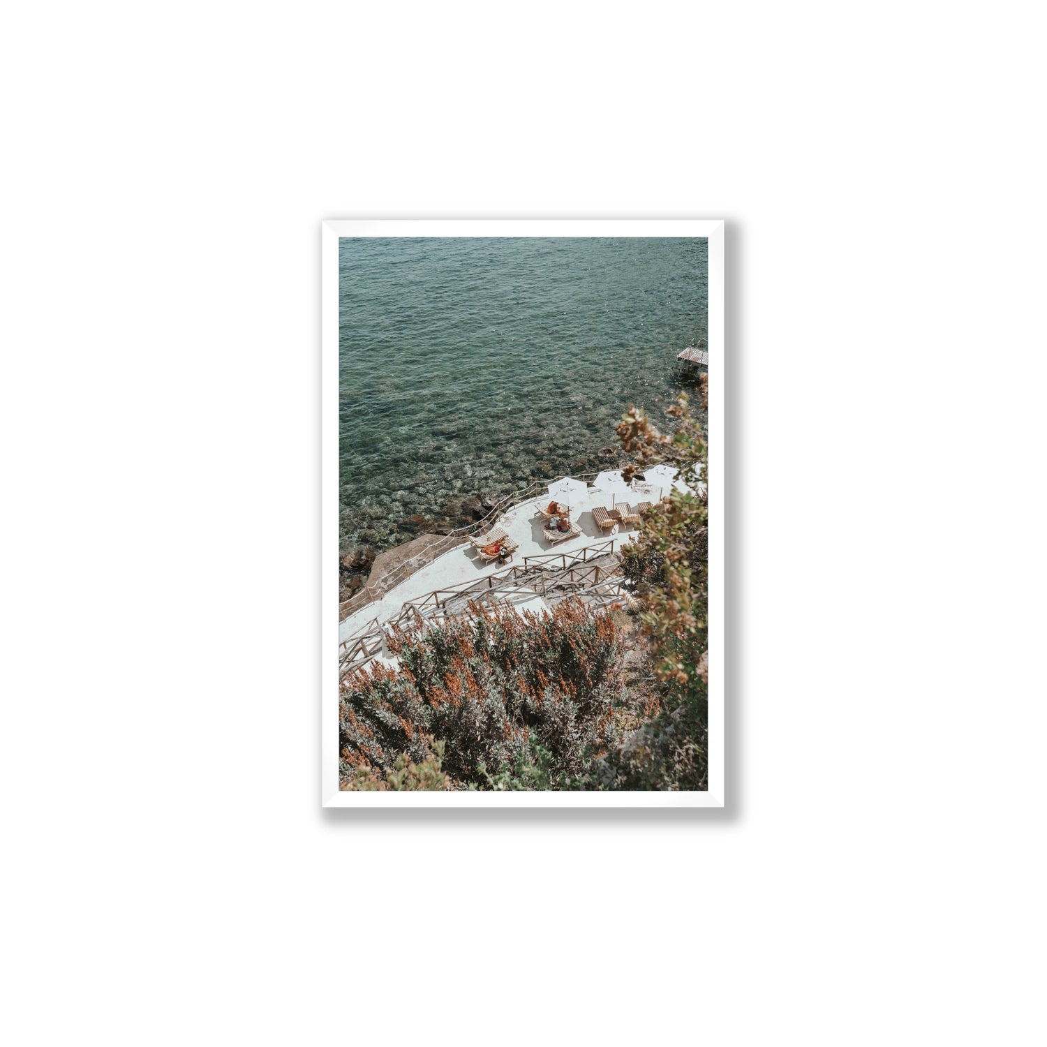 Hidden Gem Tuscany coastal wall art Large full-bleed fine art print in white frame
