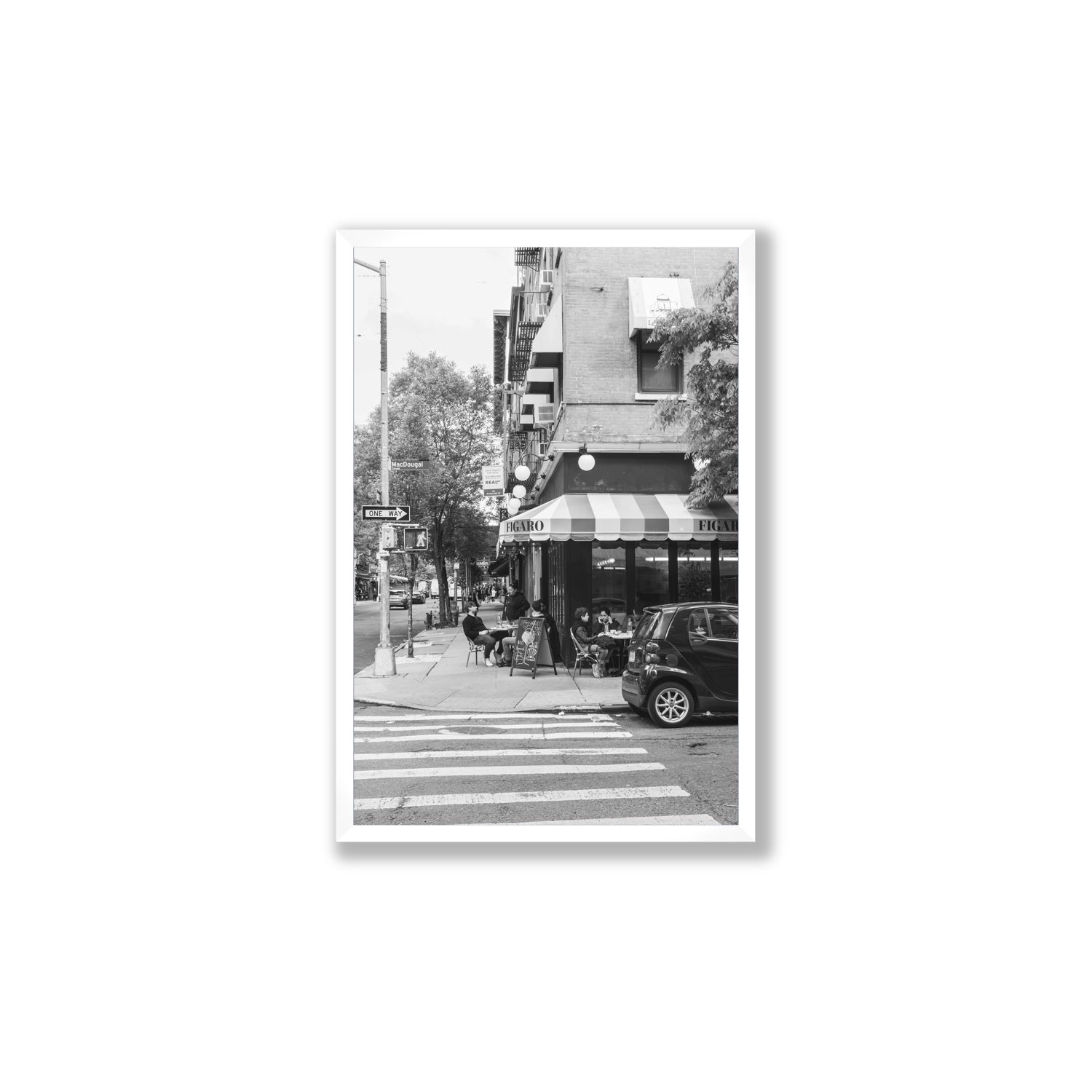 Figaro New York NYC Black & White wall art Large full-bleed fine art print in white frame
