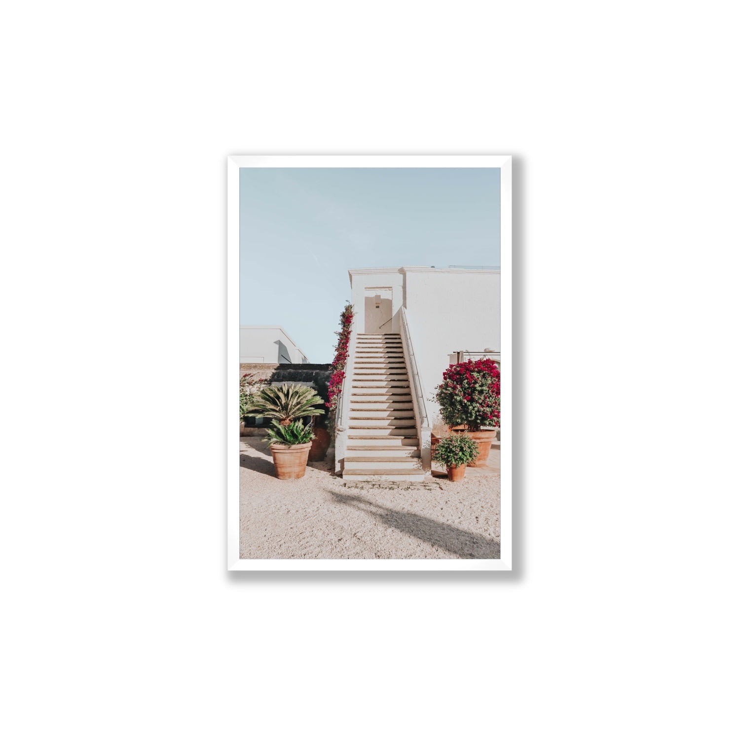 Tranquil Ascent Puglia Italian wall art Large full-bleed fine art print in white frame