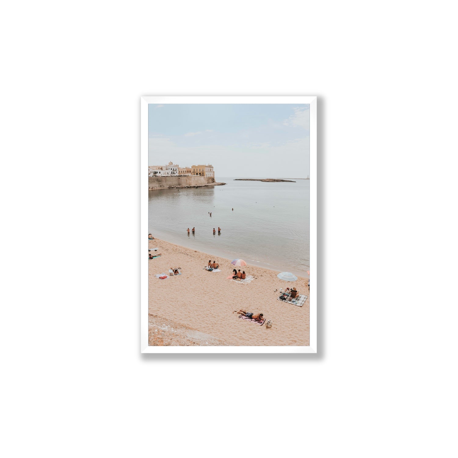 Spiaggia della Purita Puglia coastal art print Large full-bleed fine art print in white frame