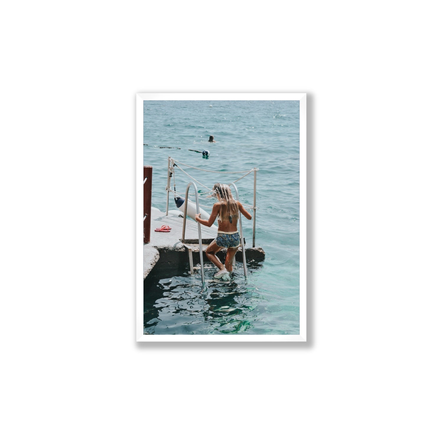 Little Mermaid Capri Mediterranean wall art Large full-bleed fine art print in white frame
