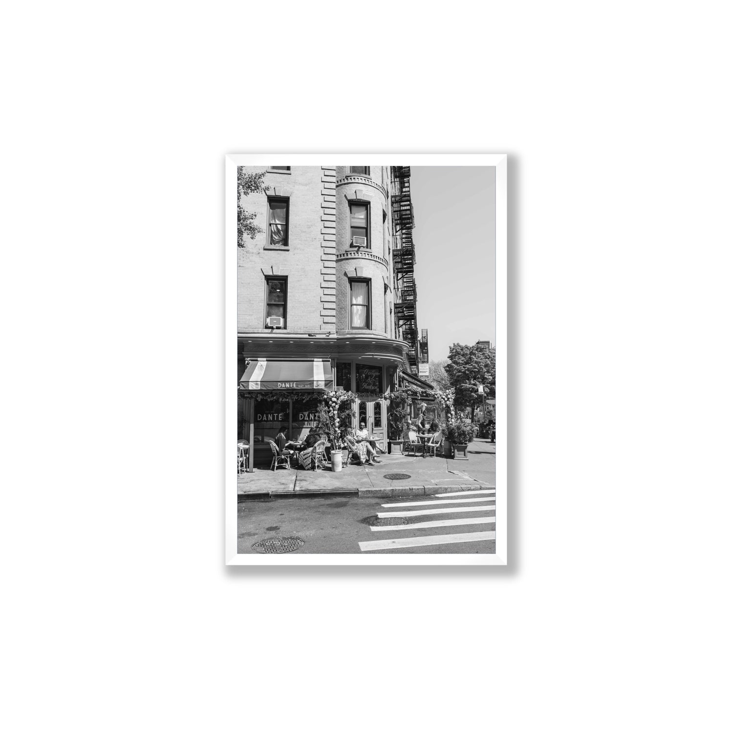 Sunny Soiree New York NYC Black & White wall art Large full-bleed fine art print in white frame